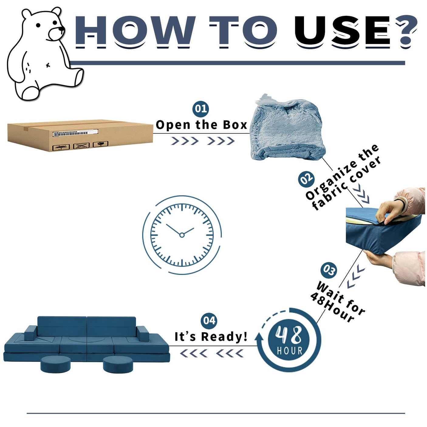 22Pcs Modular Kids Play Couch - Kids Couch for Playroom Bedroom Living Rooms Toddler Sofa for Inspiring Child Creativity,Children Convertible Foam Sofa