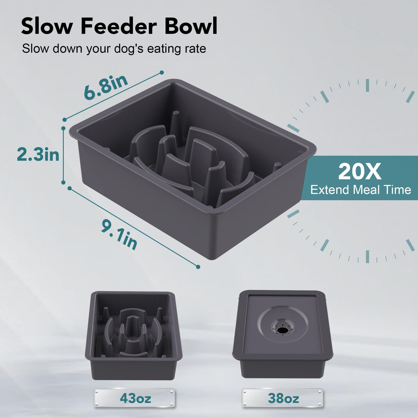 UPSKY 2-in-1 Elevated Dog Bowls Slow Feeder, 4 Height Adjustable Raised Bowls Stand, No Spill Dog Water Bowls, Anti-Slip Food and Water Bowl for Small Medium Dogs(Not Include Stainless Steel Bowl)