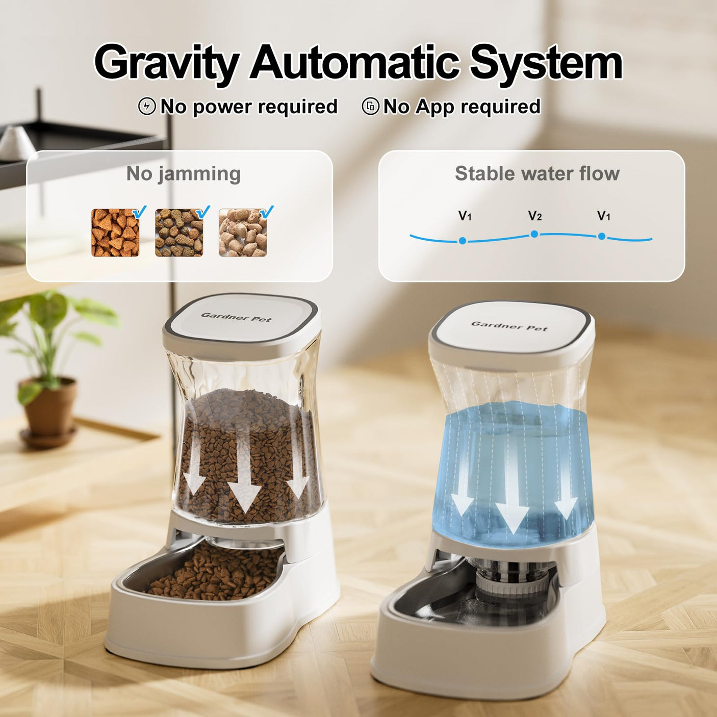 Gardner Pet Automatic Dog Water Dispenser Gravity Stainless Steel Water Waterer Feeder, 100% BPA-Free Large Capacity Water Feeding Bowls for Medium & Large-Sized Dogs Cats Other Pets -(1 Gallon)