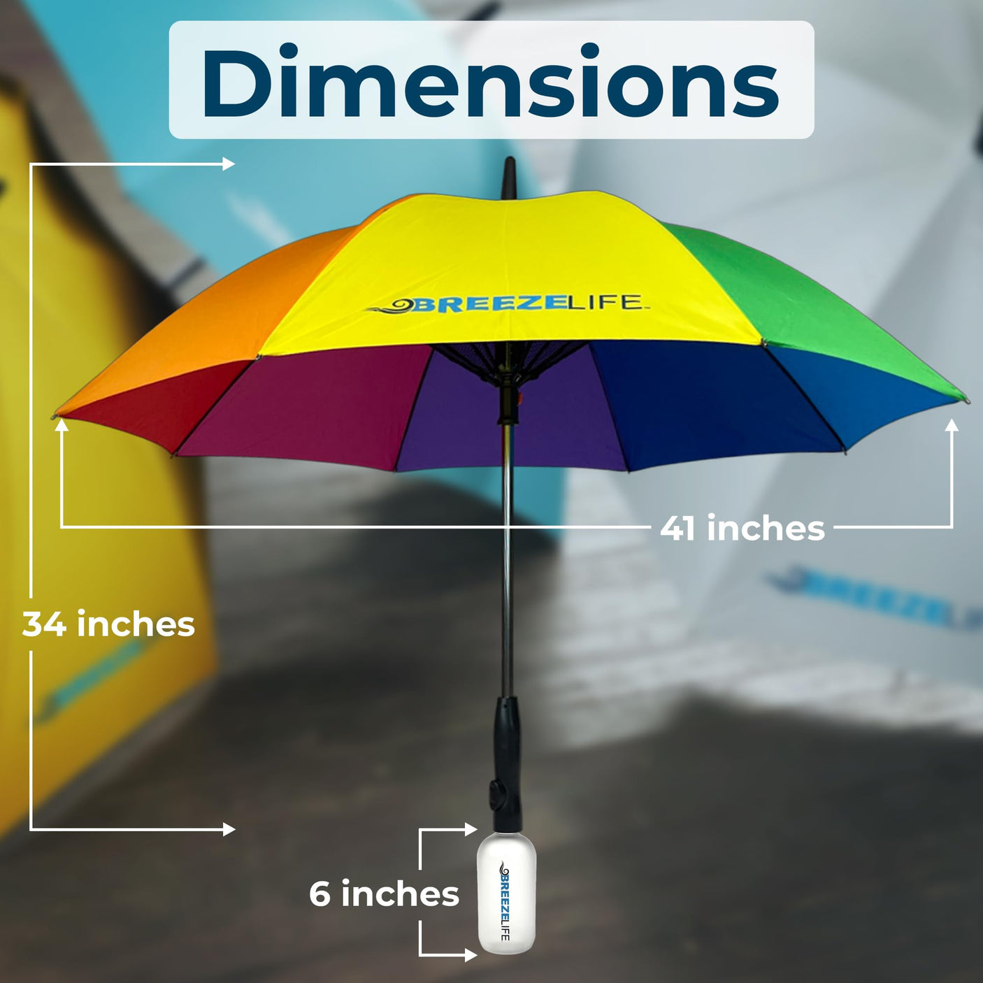 Original Mister Breeze, Sun Umbrella with Fan and Mister, Umbrella Mister with Built-in Fan for Festivals, Beach and More, Blocks Harmful Sun Rays, Mist bottle included, Silver