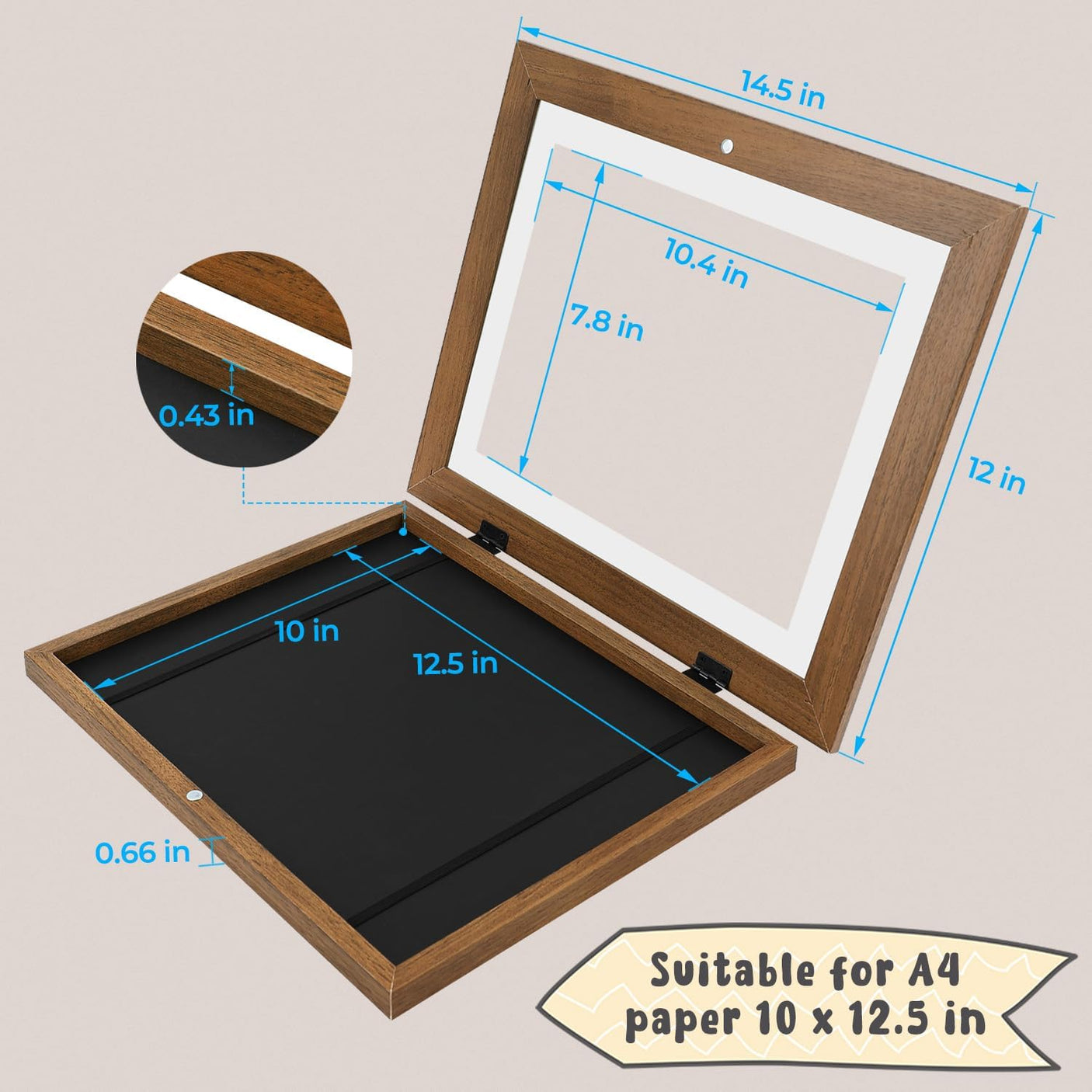 Golden State Art, 10x12.5 Kids Art Frames, Front-Opening Picture Frame Great for Kids Drawings, Artworks, Children Art Projects, Schoolwork, Home or Office (Walnut Set of 2)
