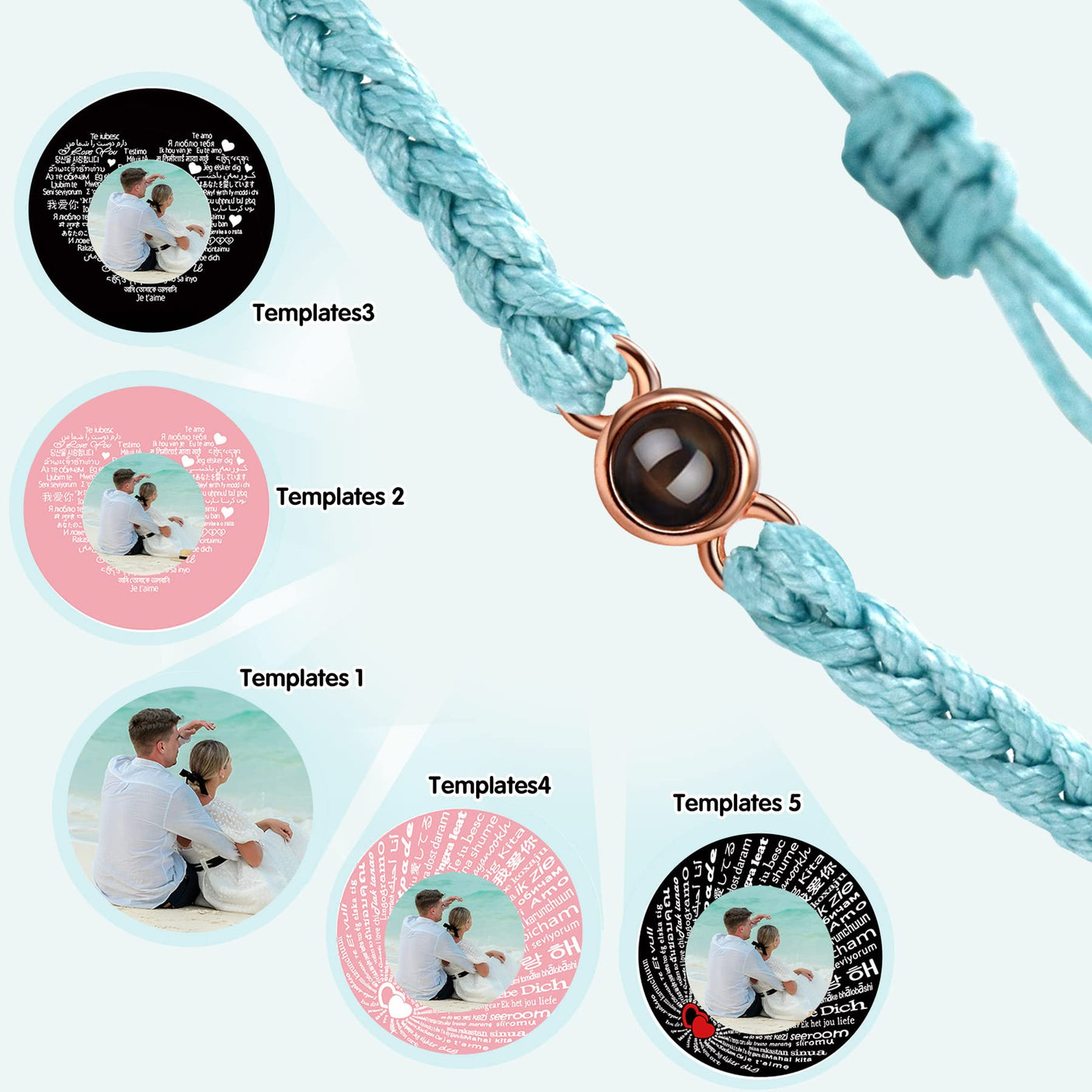 SUPHELPU Custom Bracelets with Picture Inside, Picture Bracelet Personalized Photo, Women's Identification Bracelets, Memorial Gifts for Loved One