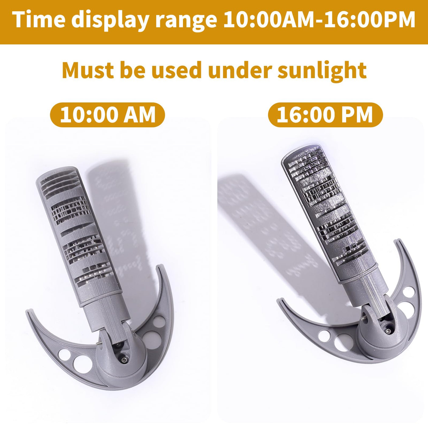 3D Printed Digital Sundial - Solar Powered Time Display | 3D Printed Innovative Sundial Clock | Eco-Friendly, No Batteries Needed | Unique Outdoor Decor & STEM Educational Tool (Black White)