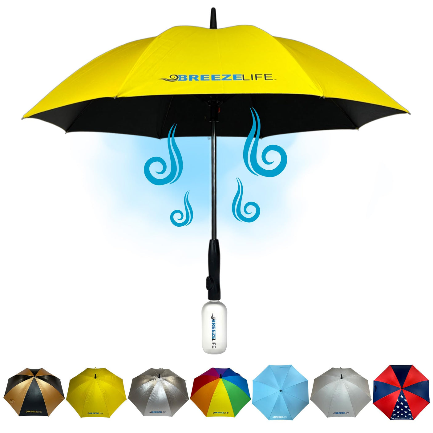 Original Mister Breeze, Sun Umbrella with Fan and Mister, Umbrella Mister with Built-in Fan for Festivals, Beach and More, Blocks Harmful Sun Rays, Mist bottle included, Silver