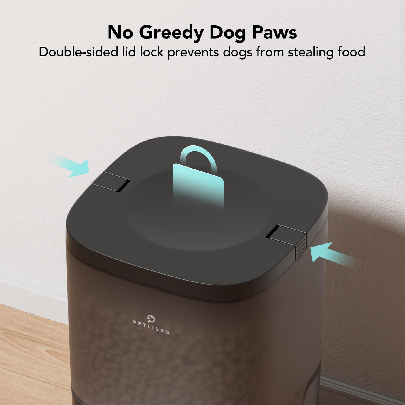PETLIBRO Automatic Dog Feeder, 6L Dog Food Dispenser with Timer Interactive Voice Recorder, Auto Dog Feeder with Desiccant Bag 1-4 Meals Dry Food, Black Transparent