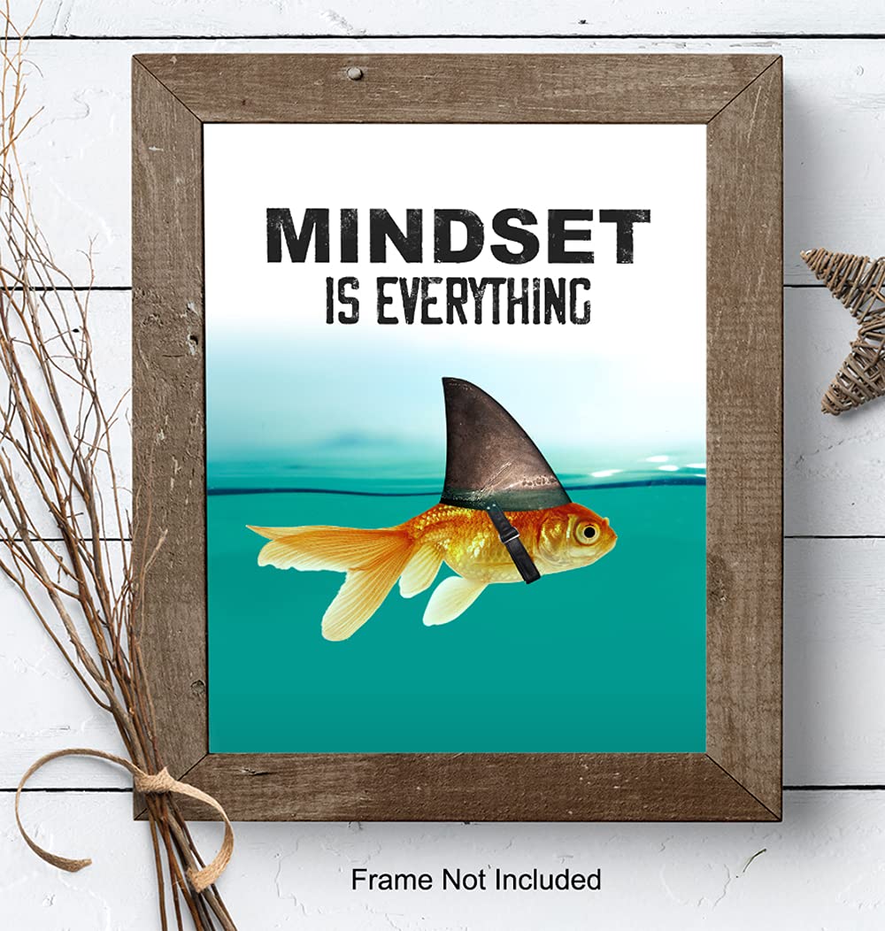 Motivational Wall Art Posters for Home, Office - Mindset is Everything - LARGE 11X14 - Inspirational Gifts for Men, Students - Entrepreneur Wall Art Decor - Uplifting Self-Improvement Positive Quotes