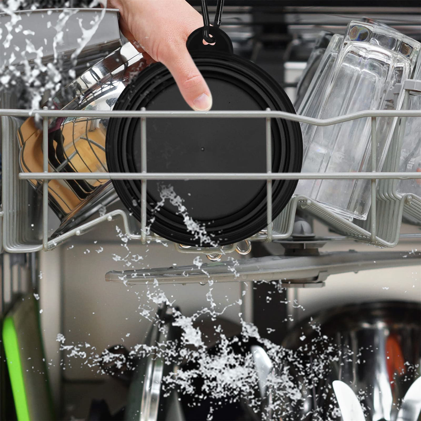 Dog Bowl Pet Collapsible Bowls, 2 Pack for Cats Dogs, Portable Pet Feeding Watering Dish for Walking Parking Traveling with 2 Carabiners (Small, Blue+Green)