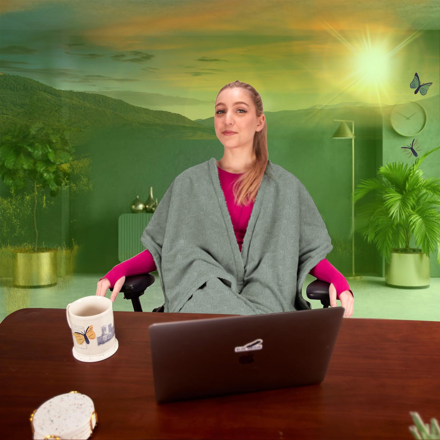 The Original Office Chair Blanket by SnuggleBack; Cozy Comfy Office Desk Chair Wrap Attaches for Convenient Heat and Hands-Free. Stay Warm In The Winter or Summer. Sherpa Fur Lining