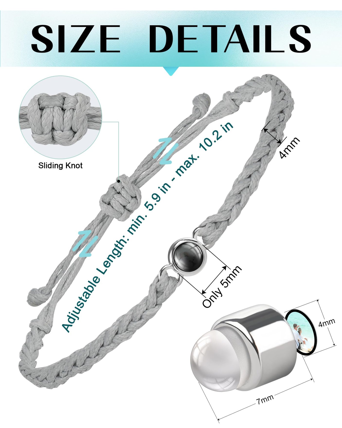 SUPHELPU Custom Bracelets with Picture Inside, Picture Bracelet Personalized Photo, Women's Identification Bracelets, Memorial Gifts for Loved One