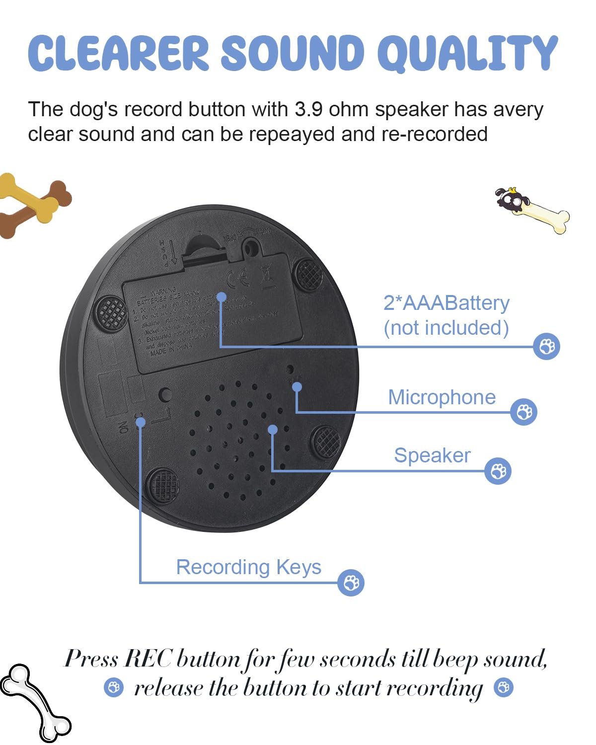 Dog Buttons for Communication, 8 Pcs Dog Talking Button Set, 30s Recordable Voice Pet Buzzer Training Buttons, Speaking Button for Dogs with Waterproof Anti-Slip Dog Button Mat and 48 Scene Stickers