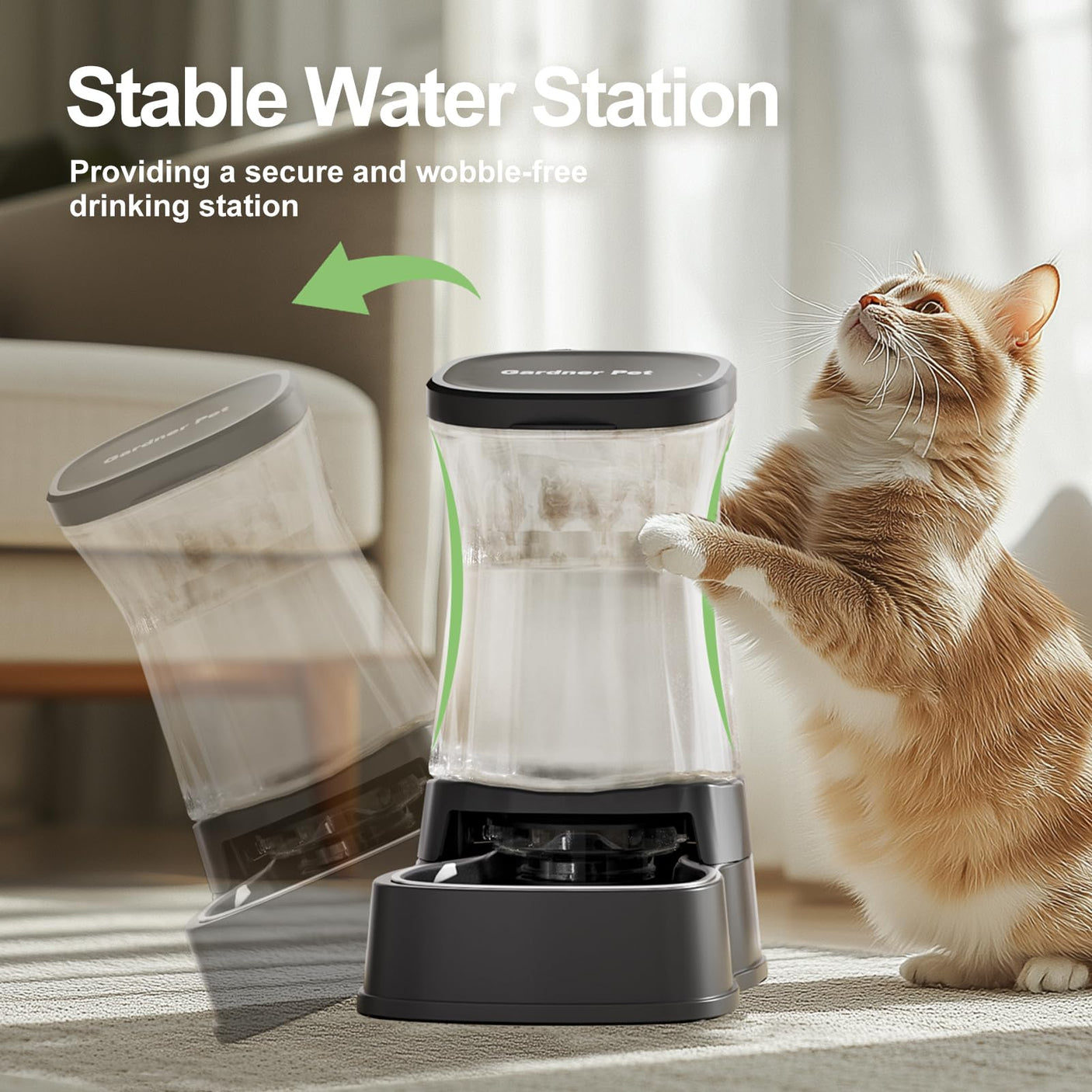 Gardner Pet Automatic Dog Water Dispenser Gravity Stainless Steel Water Waterer Feeder, 100% BPA-Free Large Capacity Water Feeding Bowls for Medium & Large-Sized Dogs Cats Other Pets -(1 Gallon)