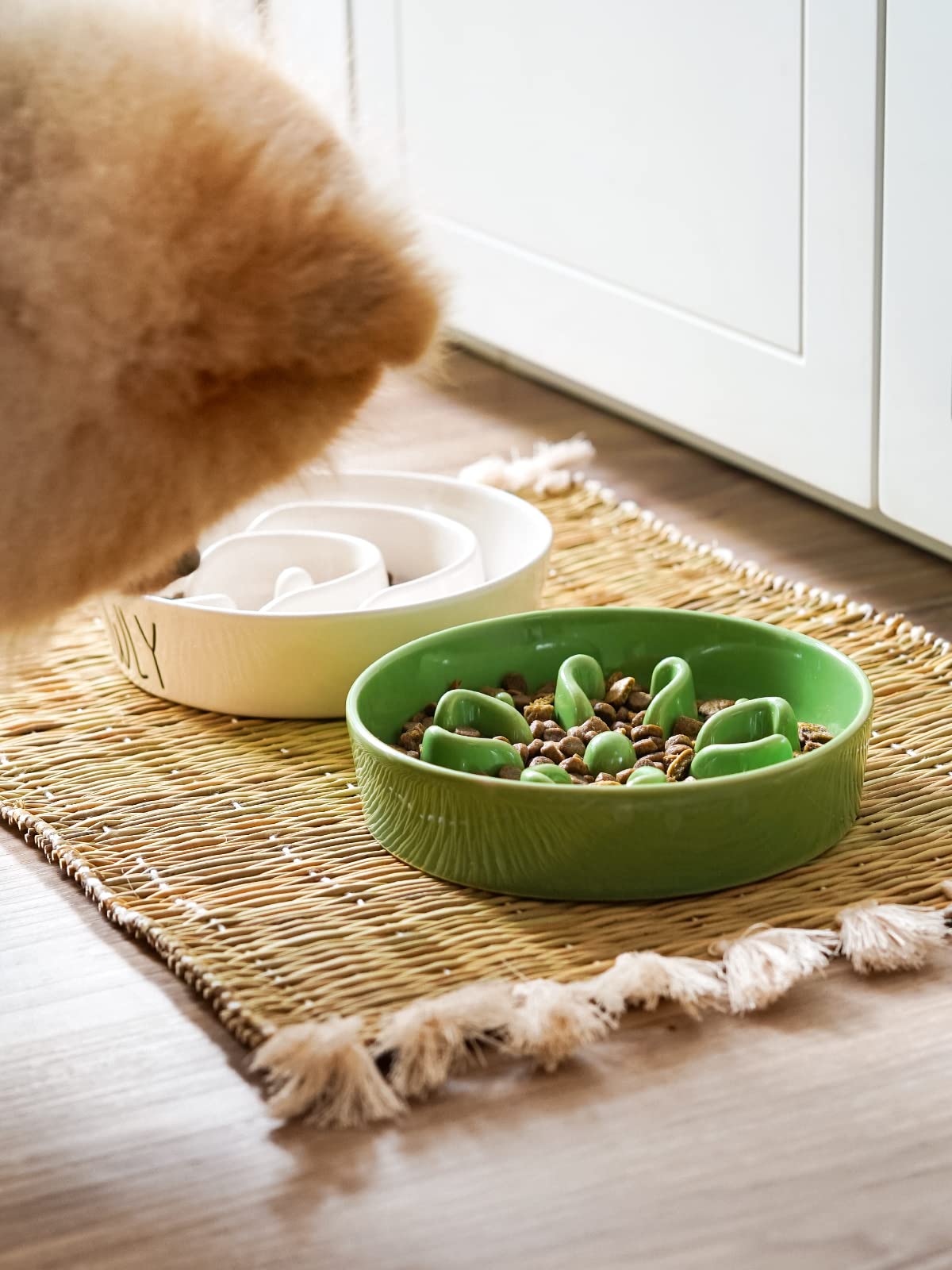 LE TAUCI Dog Bowls Slow Feeder Ceramic, 1.5 Cups Slow Feeding Dog Bowl Small Medium Breed, Puppy Slow Feeder Bowl for Fast Eater, Dog Dishes to Slow Down Eating, Puzzle Dog Food Bowl, Maze Purple