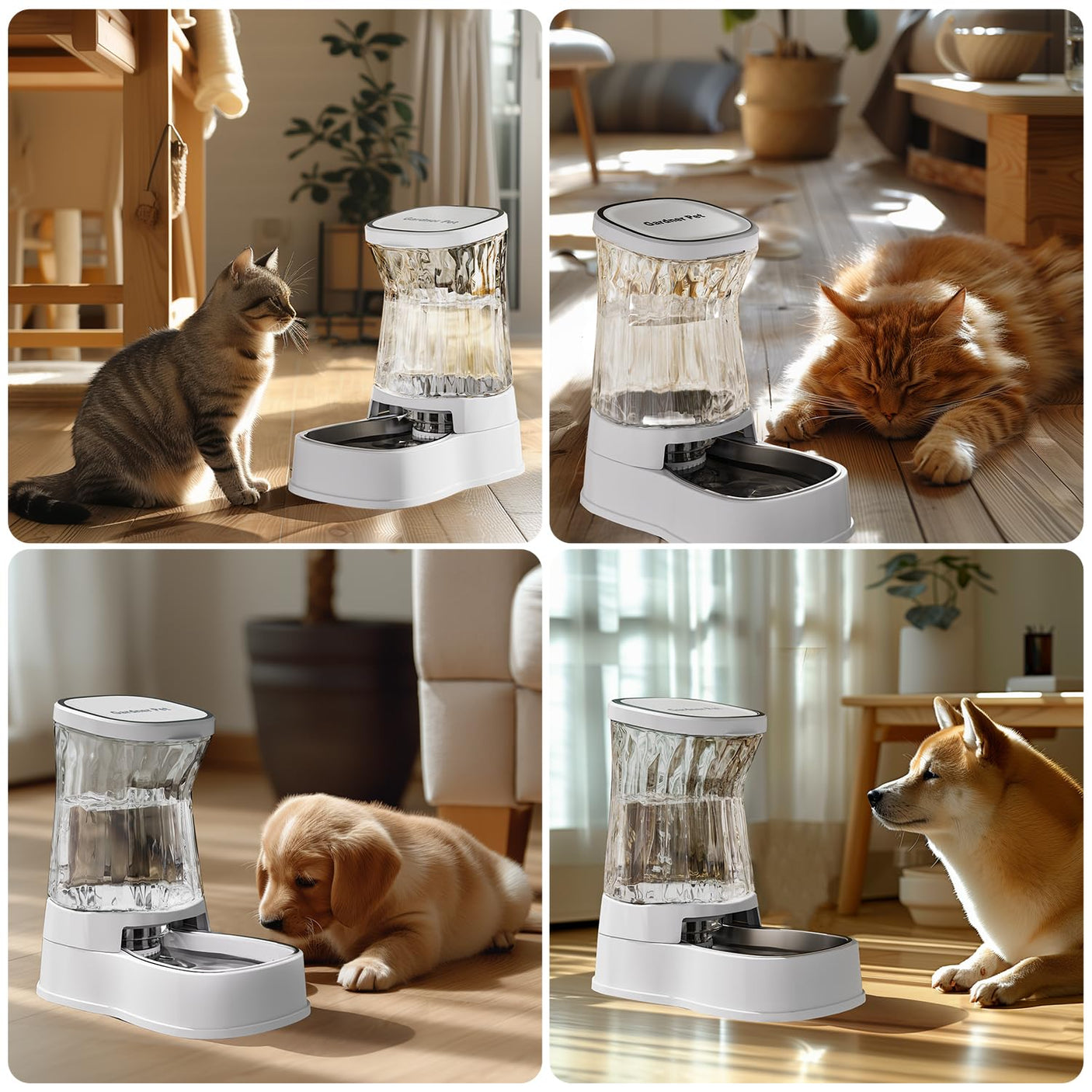 Gardner Pet Automatic Dog Water Dispenser Gravity Stainless Steel Water Waterer Feeder, 100% BPA-Free Large Capacity Water Feeding Bowls for Medium & Large-Sized Dogs Cats Other Pets -(1 Gallon)