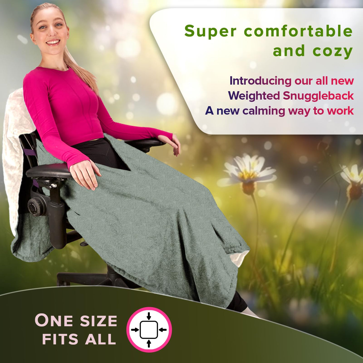 The Original Office Chair Blanket by SnuggleBack; Cozy Comfy Office Desk Chair Wrap Attaches for Convenient Heat and Hands-Free. Stay Warm In The Winter or Summer. Sherpa Fur Lining