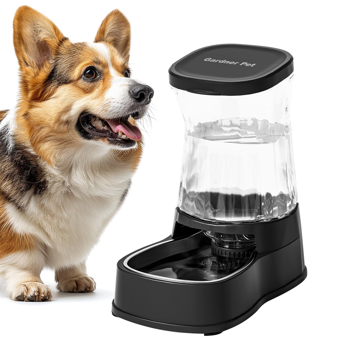 Gardner Pet Automatic Dog Water Dispenser Gravity Stainless Steel Water Waterer Feeder, 100% BPA-Free Large Capacity Water Feeding Bowls for Medium & Large-Sized Dogs Cats Other Pets -(1 Gallon)