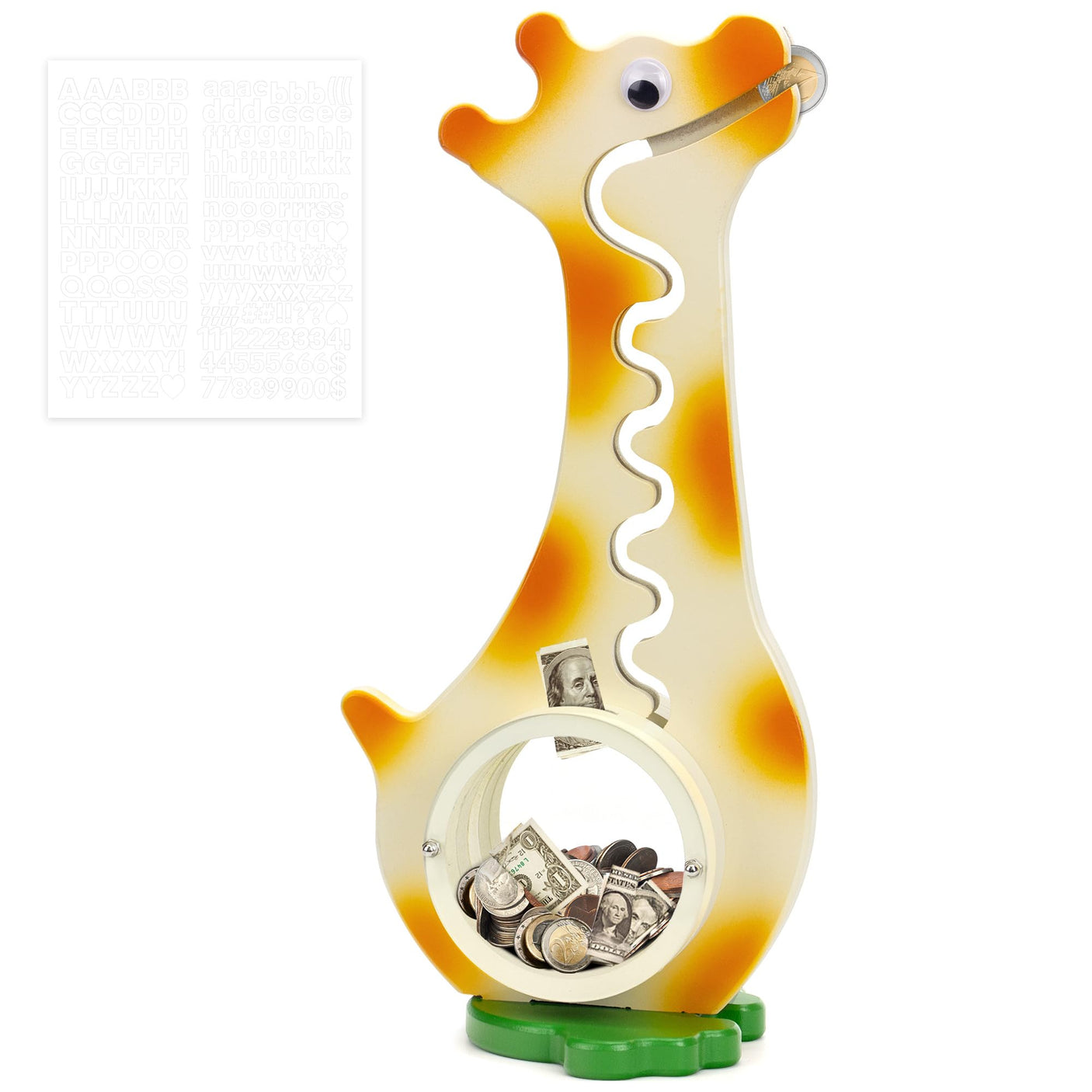 Wooden Dinosaur Piggy Bank Boalord for Boys Kids Girls Clear Big Belly Animal Coin Bank for Toddler Real Money Toy(Dino-Blue)