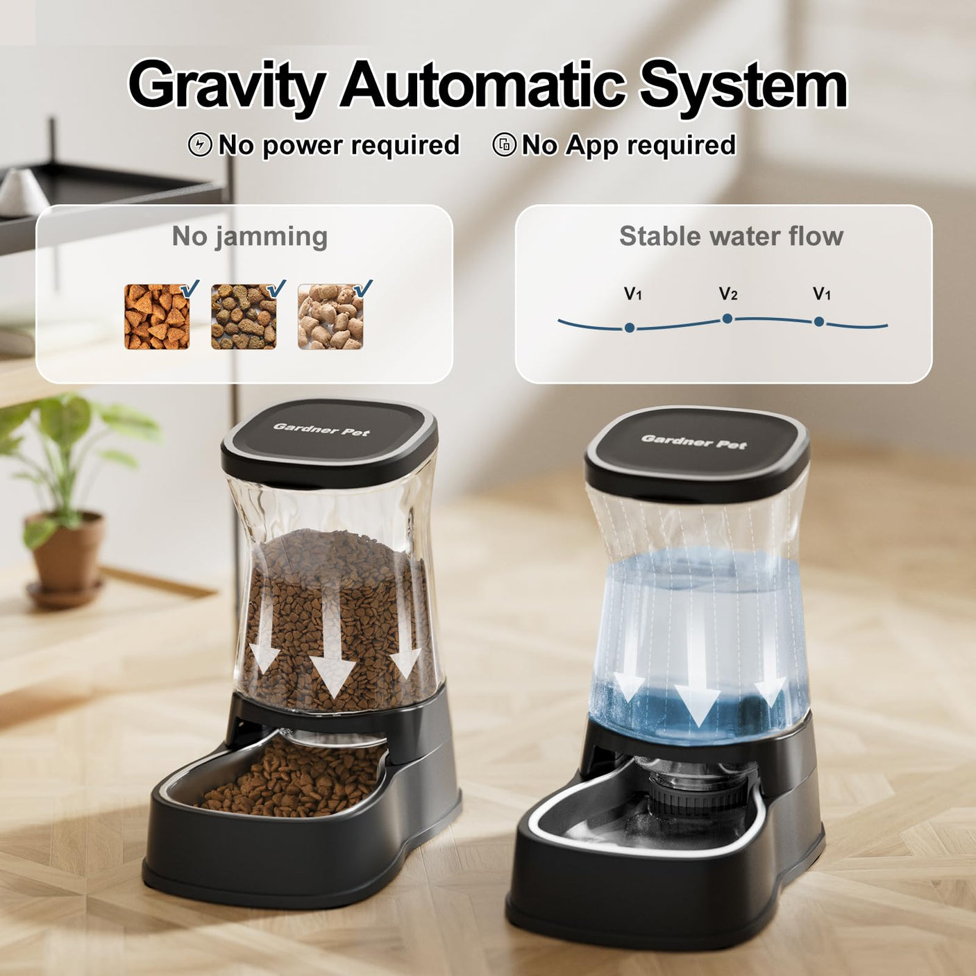 Gardner Pet Automatic Dog Water Dispenser Gravity Stainless Steel Water Waterer Feeder, 100% BPA-Free Large Capacity Water Feeding Bowls for Medium & Large-Sized Dogs Cats Other Pets -(1 Gallon)
