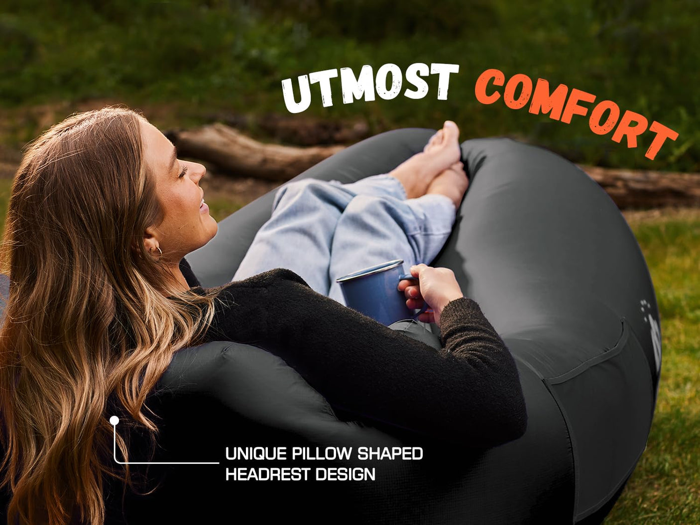 WEKAPO Inflatable Lounger Air Sofa Hammock-Portable,Water Proof& Anti-Air Leaking Design-Ideal Couch for Backyard Beach Traveling Camping Picnics & Music Festivals