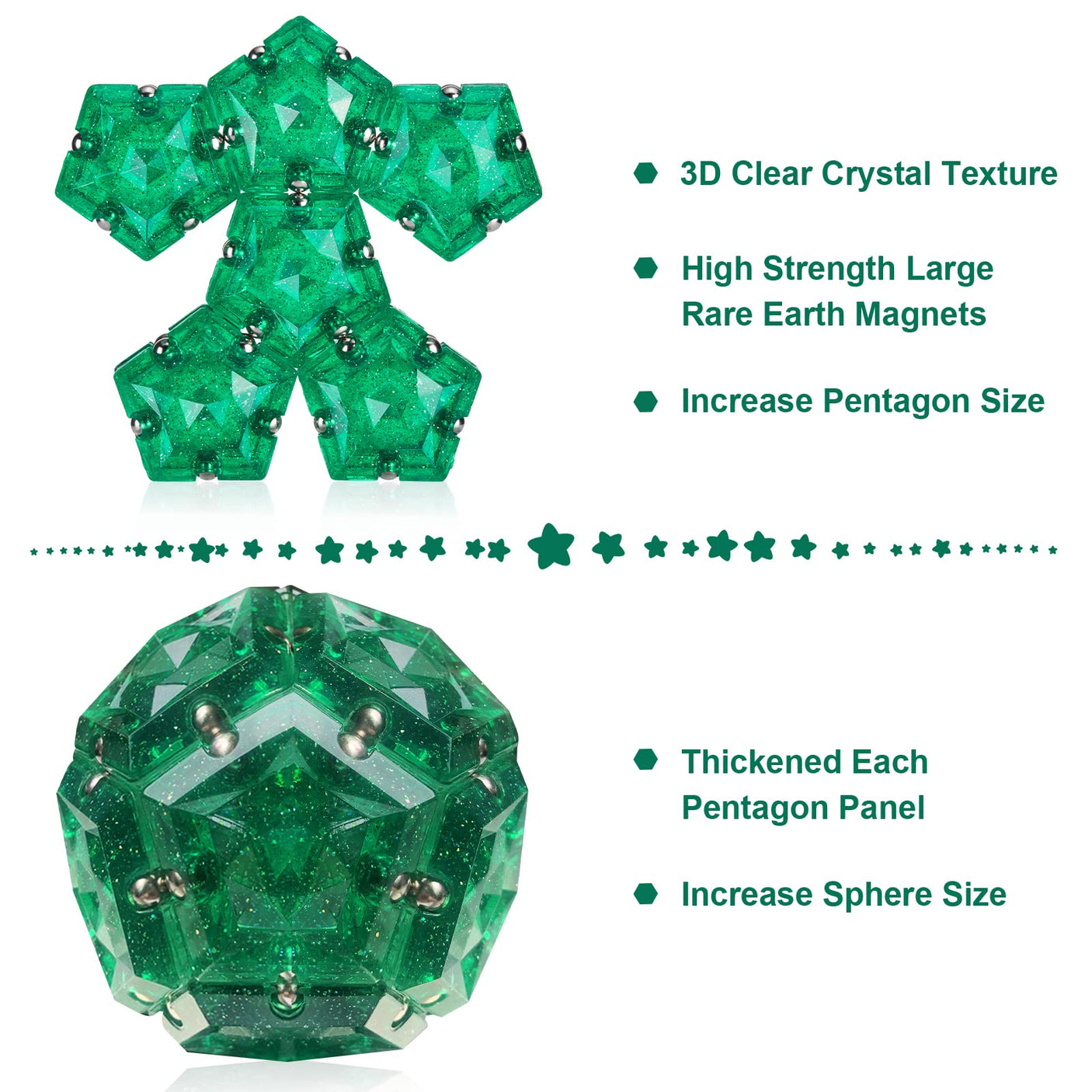 Magnetic Fidget Sphere Stress Relief Toys for Adults Kids, Anxiety Sensory Fidget Toys with Strong Neodymium Magnets, Desk ADHD Focus Tool Gift for Men Women (2.67'' Travel-Safe Toy Ball)