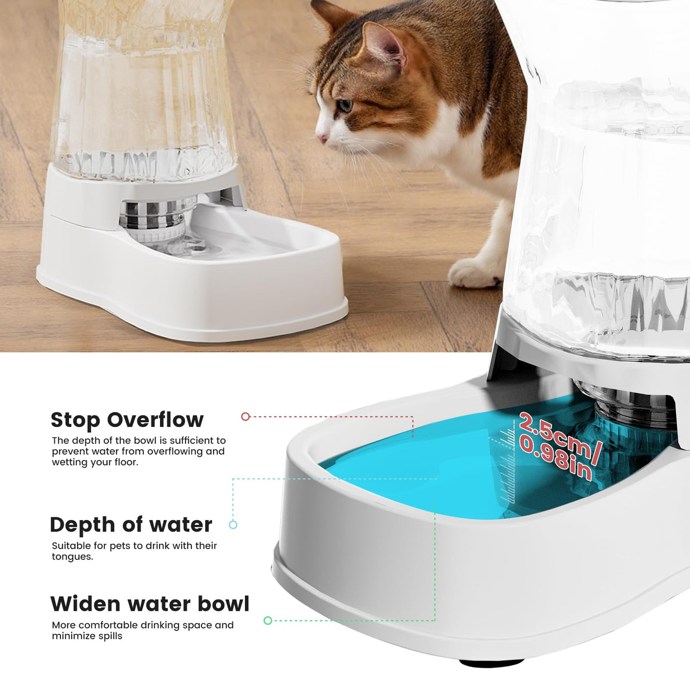 Gardner Pet Automatic Dog Water Dispenser Gravity Stainless Steel Water Waterer Feeder, 100% BPA-Free Large Capacity Water Feeding Bowls for Medium & Large-Sized Dogs Cats Other Pets -(1 Gallon)