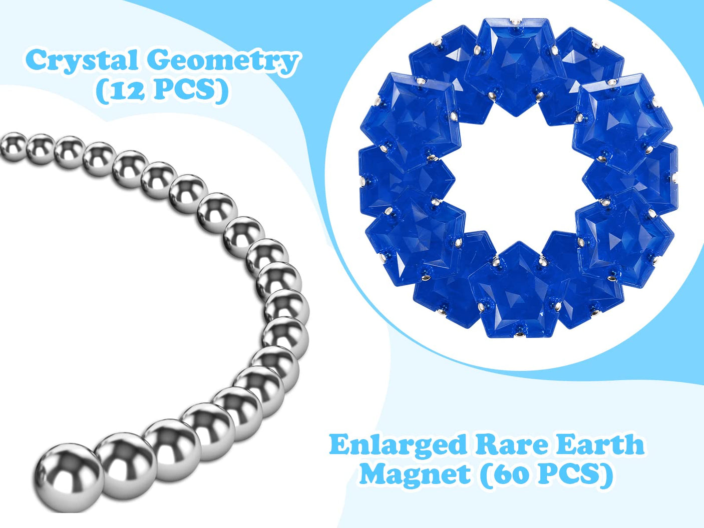 Magnetic Fidget Sphere Stress Relief Toys for Adults Kids, Anxiety Sensory Fidget Toys with Strong Neodymium Magnets, Desk ADHD Focus Tool Gift for Men Women (2.67'' Travel-Safe Toy Ball)