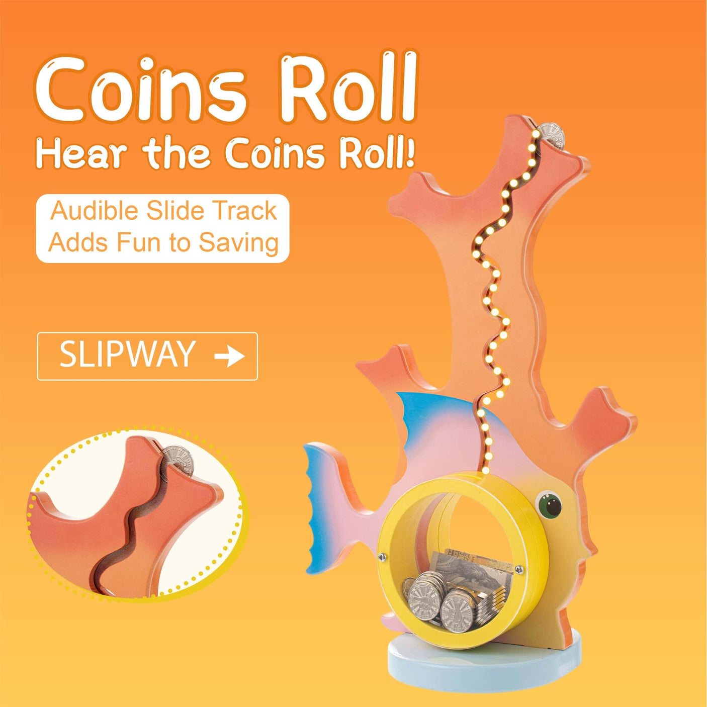 Wooden Dinosaur Piggy Bank Boalord for Boys Kids Girls Clear Big Belly Animal Coin Bank for Toddler Real Money Toy(Dino-Blue)