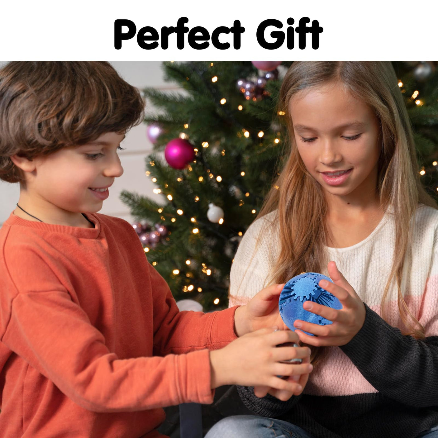 Gear Ball 3D Printed Cube Fidget Toy,Gear Sphere Fidget Toys,Sensory Toys for Stress and Anxiety Relief, Desk Toy Fidget Spinners,Stocking Stuffers for Adults & Kids Gift(Blue Green, 3.1 Inch)