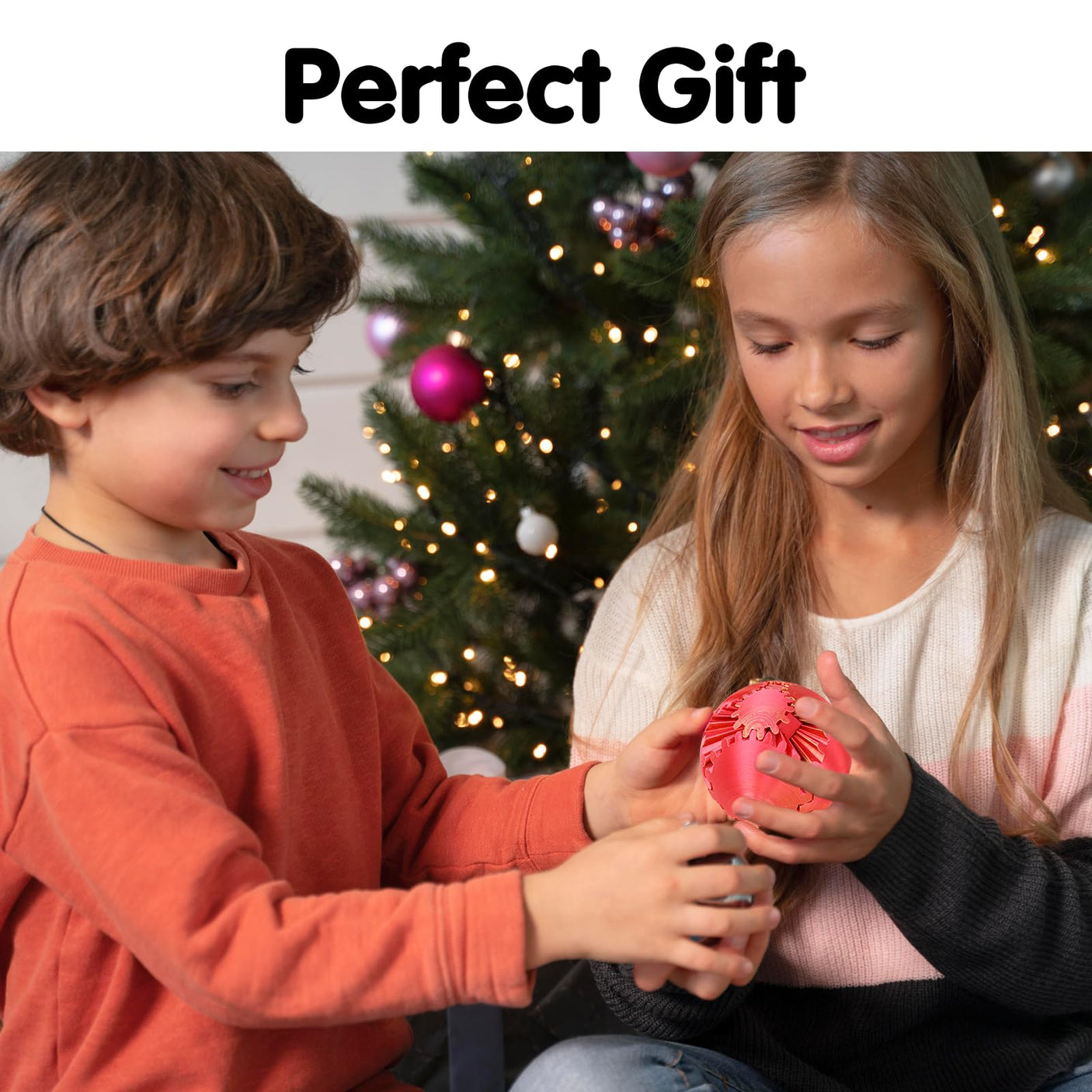 Gear Ball 3D Printed Cube Fidget Toy,Gear Sphere Fidget Toys,Sensory Toys for Stress and Anxiety Relief, Desk Toy Fidget Spinners,Stocking Stuffers for Adults & Kids Gift(Blue Green, 3.1 Inch)