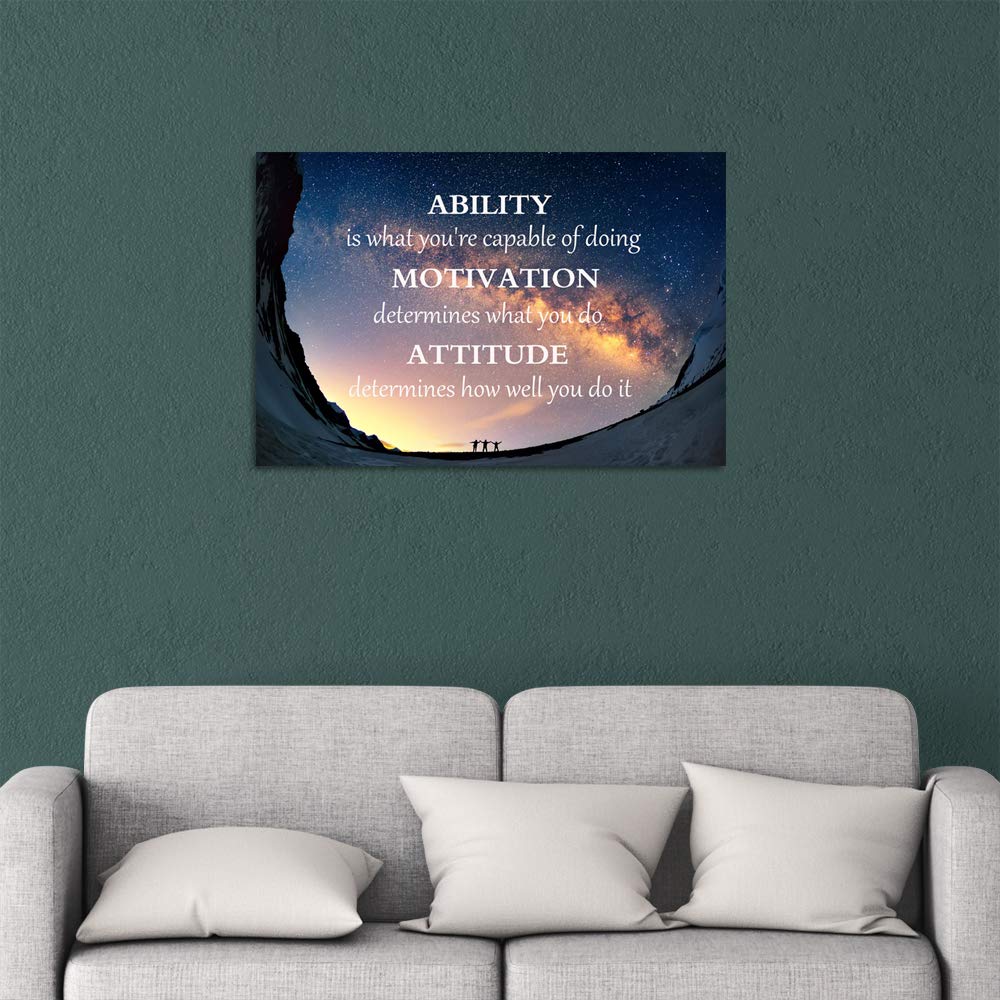 Success Tree Inspirational Quote Canvas Wall Art Motivational Motto Painting Inspiring Entrepreneur Posters Prints Artwork Decor Framed for Home Office Classroom Ready to Hang - 12" Wx18 H