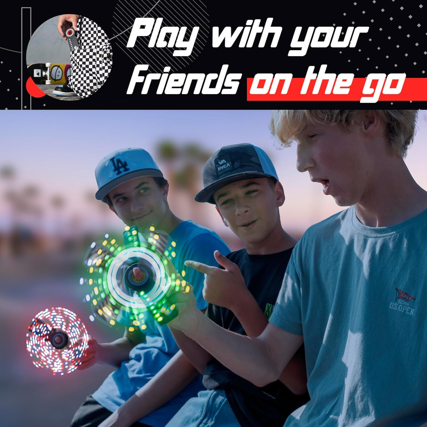 RingSlingr Energy Blast Green Fidget Spinner Toy, Durable, Portable LED Fidget Toy for Young Adults and Kids, Light Up Spinner Toy