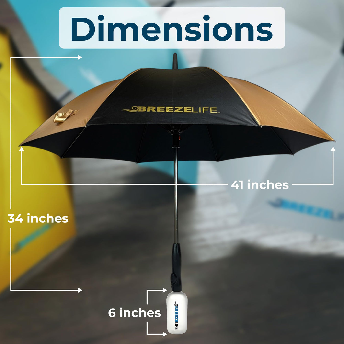 Original Mister Breeze, Sun Umbrella with Fan and Mister, Umbrella Mister with Built-in Fan for Festivals, Beach and More, Blocks Harmful Sun Rays, Mist bottle included, Silver