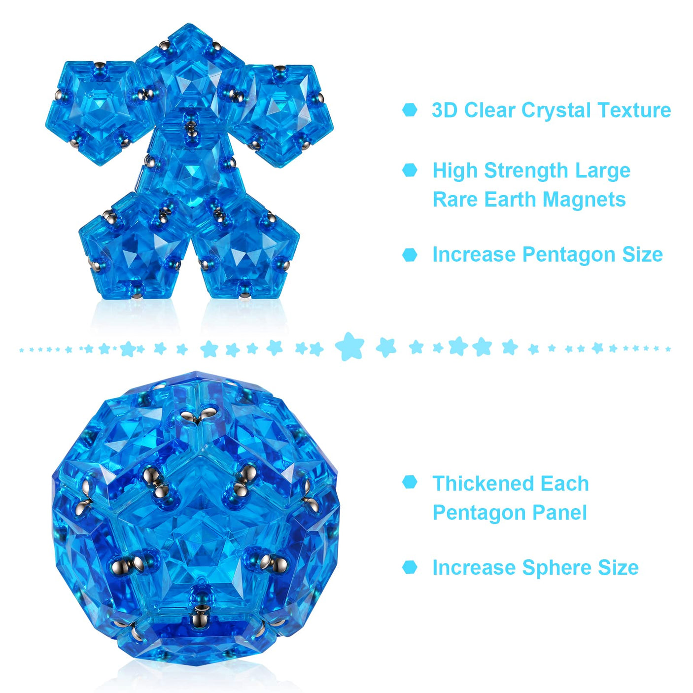 Magnetic Fidget Sphere Stress Relief Toys for Adults Kids, Anxiety Sensory Fidget Toys with Strong Neodymium Magnets, Desk ADHD Focus Tool Gift for Men Women (2.67'' Travel-Safe Toy Ball)