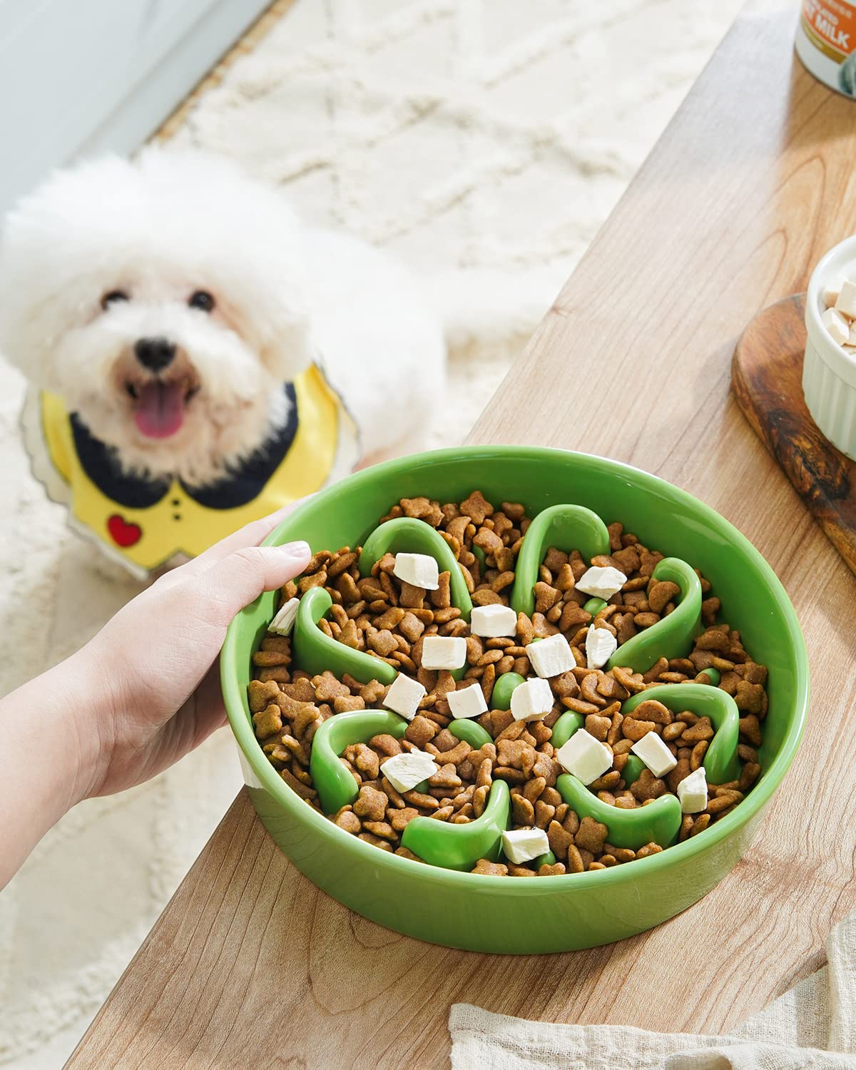 LE TAUCI Dog Bowls Slow Feeder Ceramic, 1.5 Cups Slow Feeding Dog Bowl Small Medium Breed, Puppy Slow Feeder Bowl for Fast Eater, Dog Dishes to Slow Down Eating, Puzzle Dog Food Bowl, Maze Purple