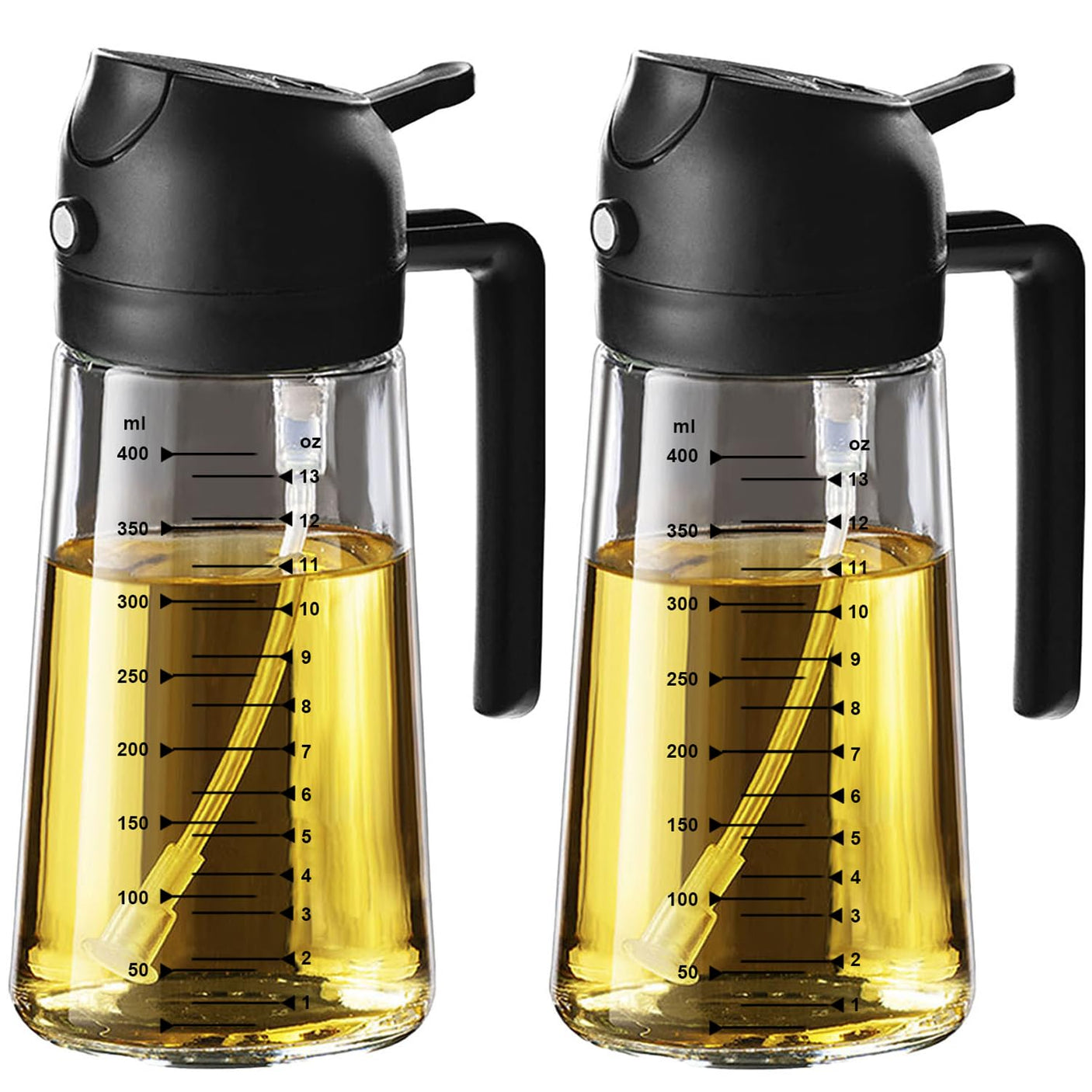 TrendPlain 16oz/470ml Glass Olive Oil Sprayer for Cooking - 2 in 1 Olive Oil Dispenser for Kitchen Gadgets, Air Fryer, Salad, and BBQ - Navy