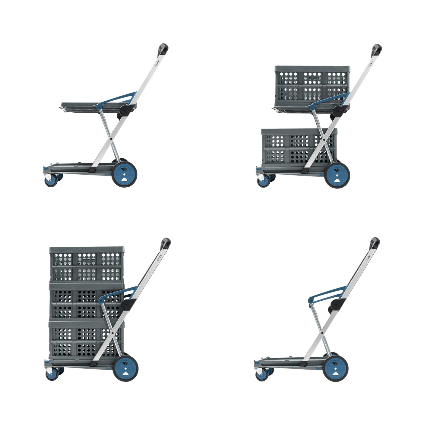 CLAX® The Original | Made in Germany | Multi use Functional Collapsible carts | Mobile Folding Trolley | Shopping cart with Storage Crate | Platform Truck (Green)