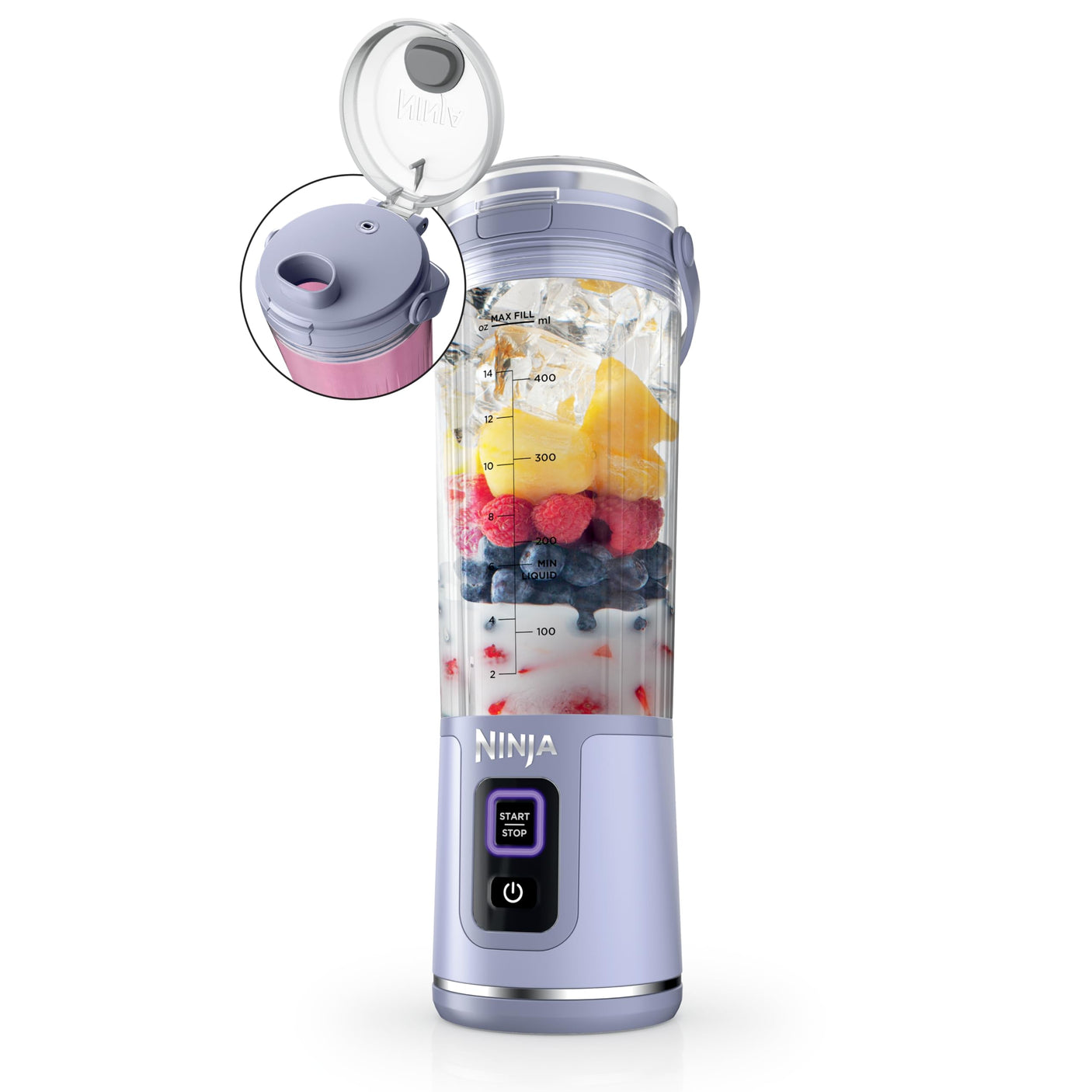 Ninja BC155PS Blast Two-Pack Portable Blender, Cordless, 18oz. Vessel, Personal Blender-for Shakes & Smoothies, BPA Free, Leakproof-Lid & Sip Spout, Rechargeable, Dishwasher Safe Parts, Peach & Stone
