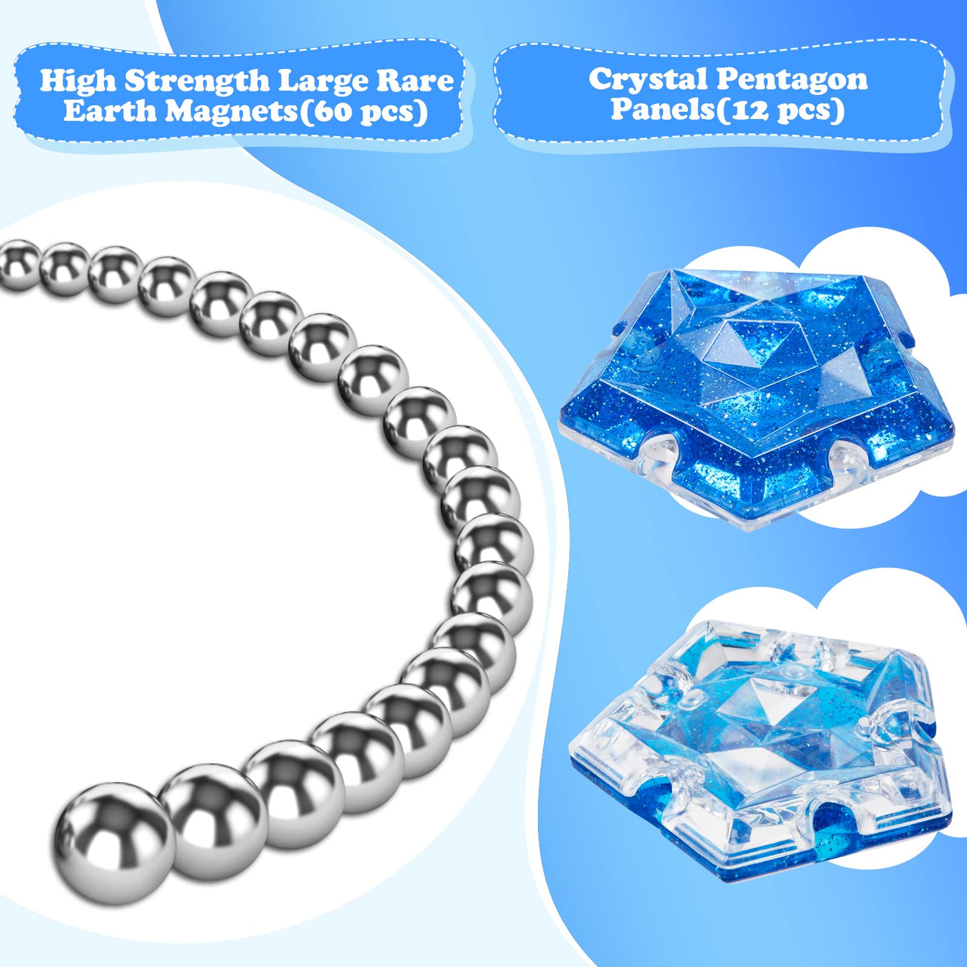 Magnetic Fidget Sphere Stress Relief Toys for Adults Kids, Anxiety Sensory Fidget Toys with Strong Neodymium Magnets, Desk ADHD Focus Tool Gift for Men Women (2.67'' Travel-Safe Toy Ball)