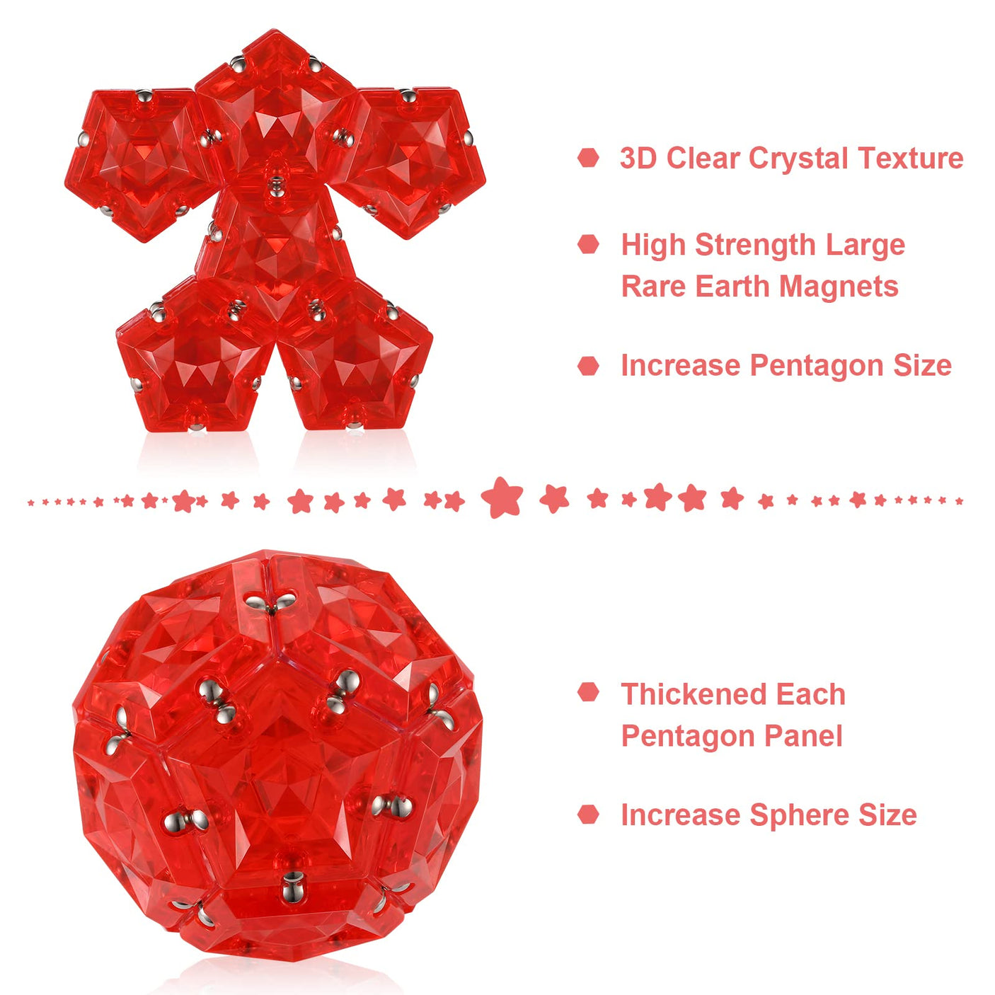 Magnetic Fidget Sphere Stress Relief Toys for Adults Kids, Anxiety Sensory Fidget Toys with Strong Neodymium Magnets, Desk ADHD Focus Tool Gift for Men Women (2.67'' Travel-Safe Toy Ball)