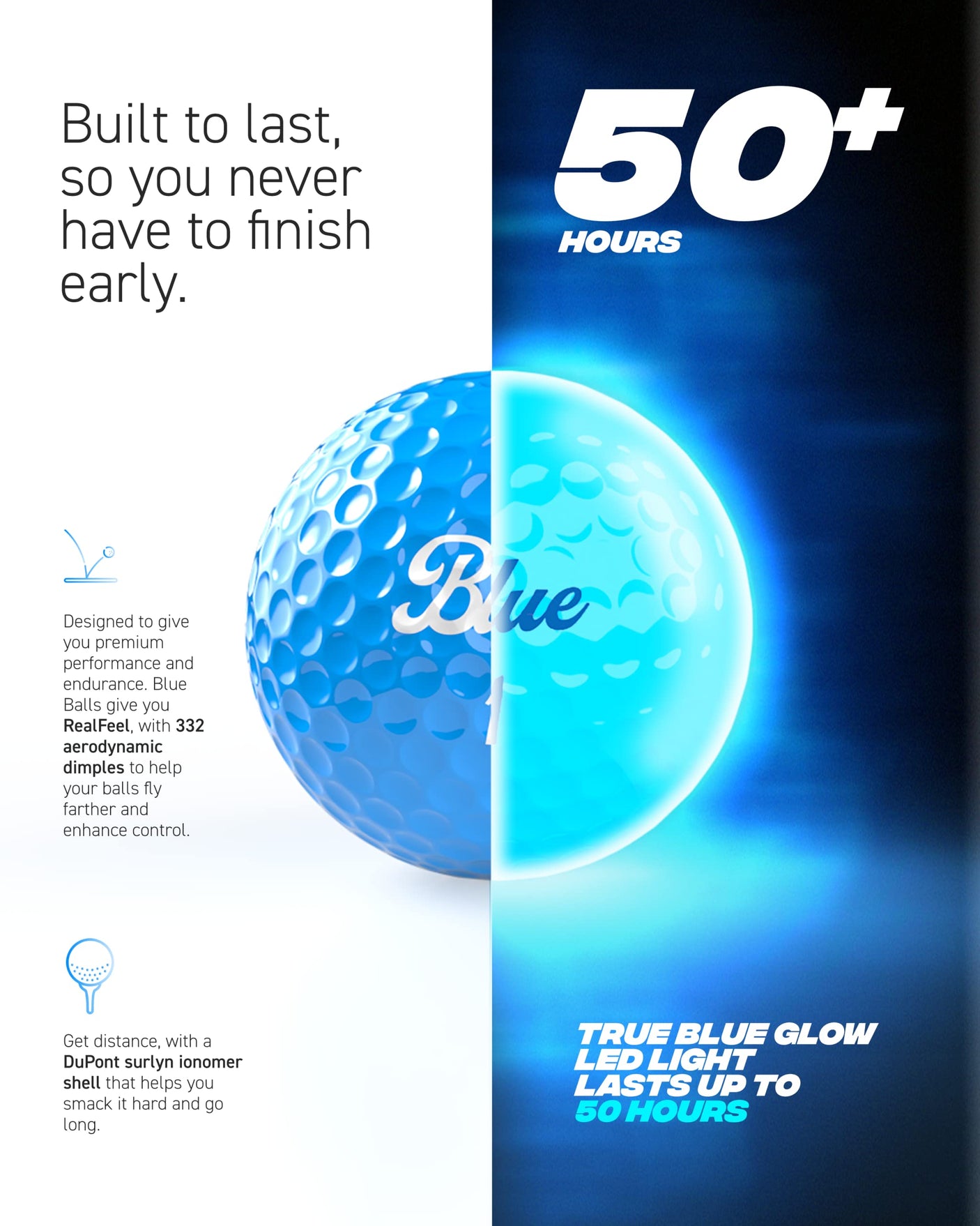 Blue Balls Premium LED Light Up Golf Balls | Glow in The Dark | Night Golf | Funny Gift | Bachelor Party