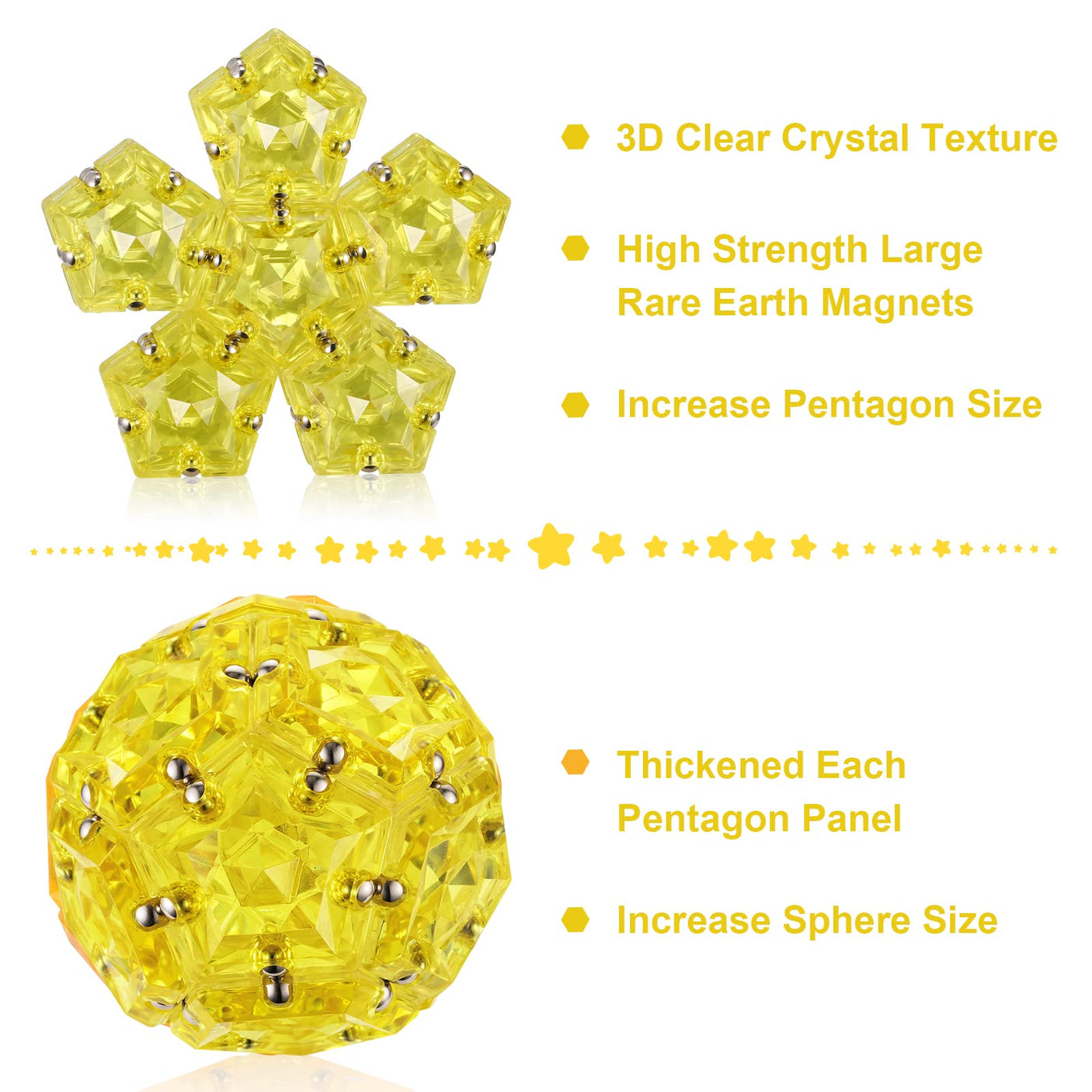 Magnetic Fidget Sphere Stress Relief Toys for Adults Kids, Anxiety Sensory Fidget Toys with Strong Neodymium Magnets, Desk ADHD Focus Tool Gift for Men Women (2.67'' Travel-Safe Toy Ball)