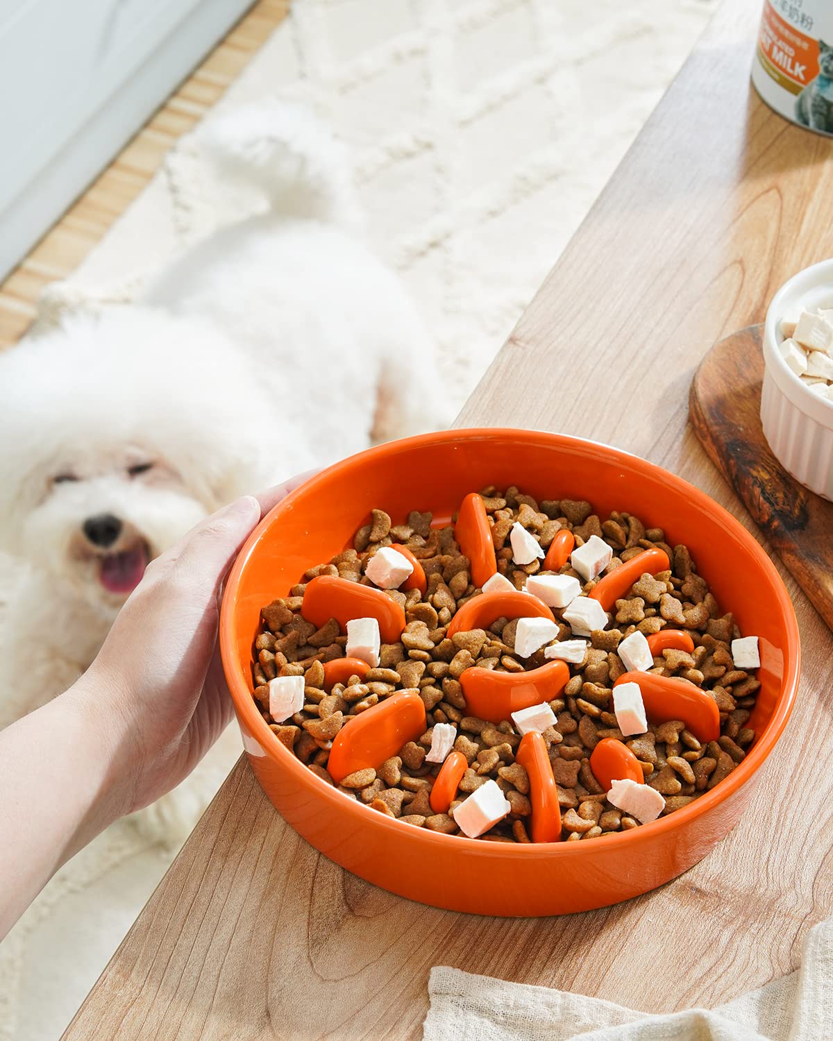 LE TAUCI Dog Bowls Slow Feeder Ceramic, 1.5 Cups Slow Feeding Dog Bowl Small Medium Breed, Puppy Slow Feeder Bowl for Fast Eater, Dog Dishes to Slow Down Eating, Puzzle Dog Food Bowl, Maze Purple