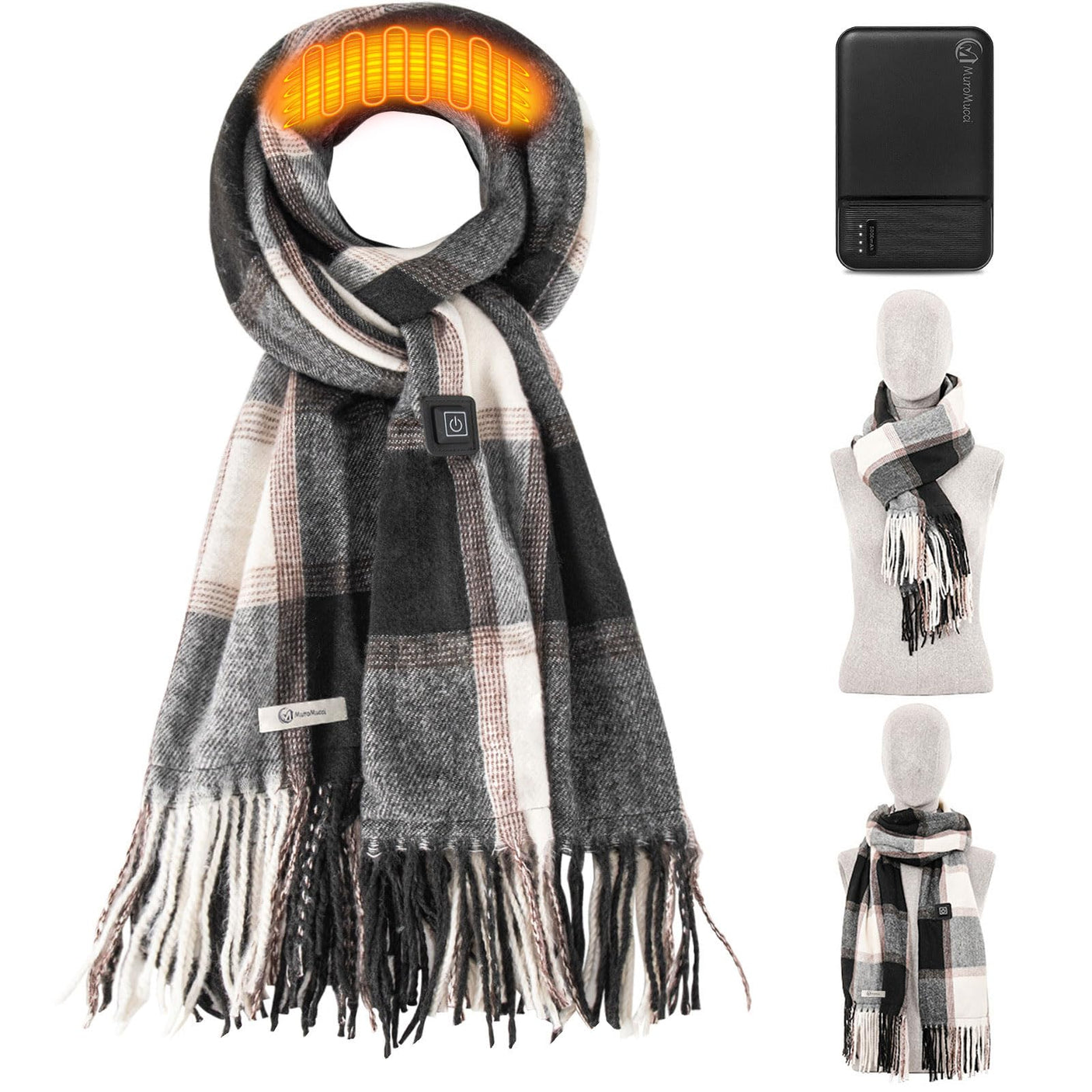 Heated Scarf for Women Rechargeable Neck Warmer, Scarves for Men Winter Warm Intelligent Electric Heating Scarf…