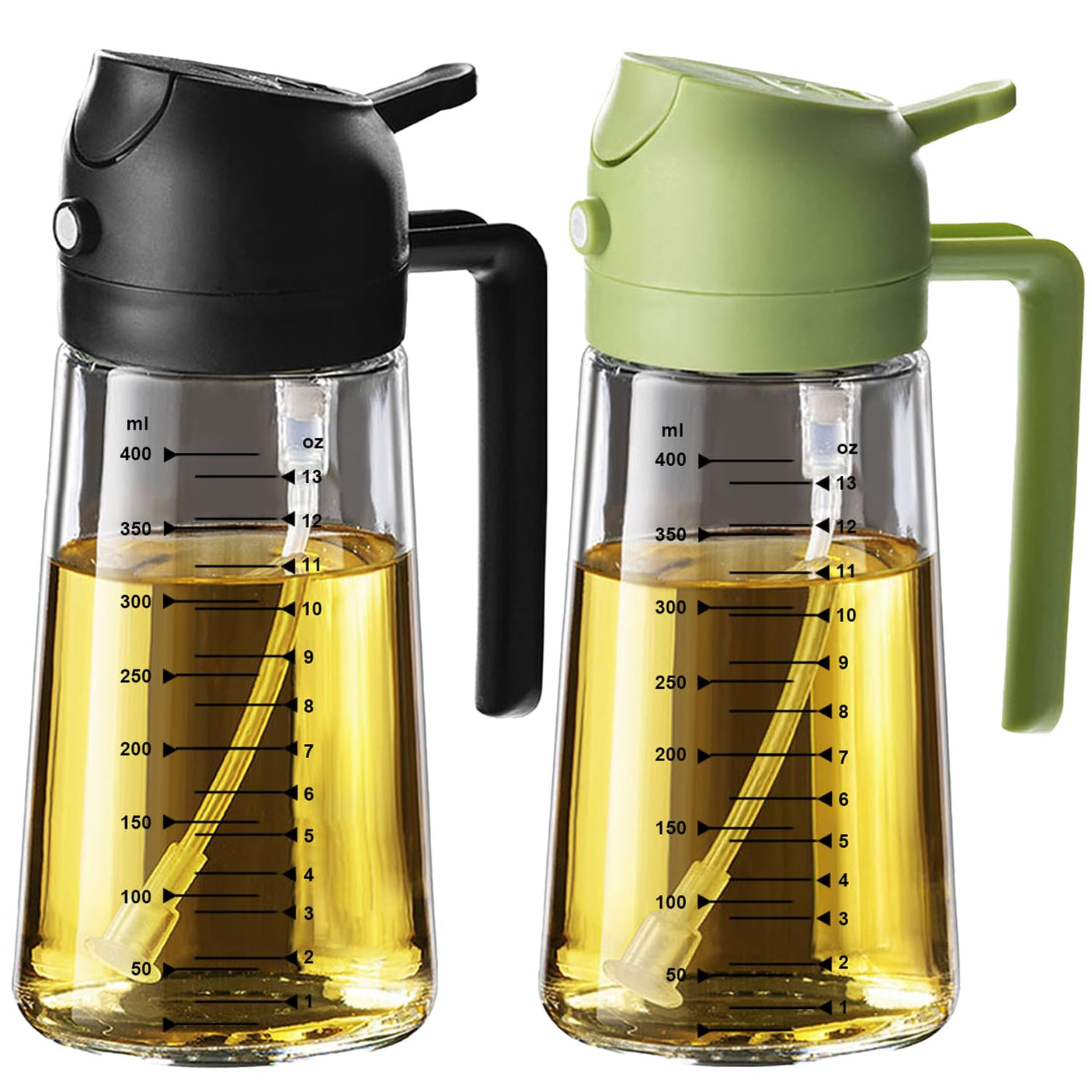 TrendPlain 16oz/470ml Glass Olive Oil Sprayer for Cooking - 2 in 1 Olive Oil Dispenser for Kitchen Gadgets, Air Fryer, Salad, and BBQ - Navy