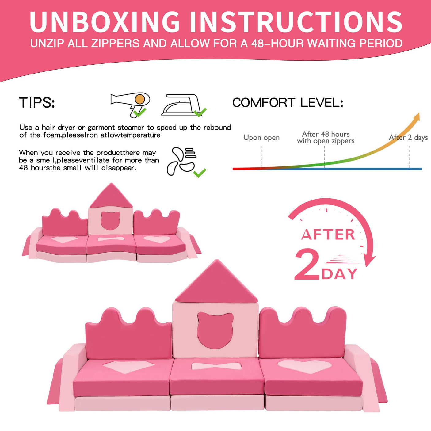 22Pcs Modular Kids Play Couch - Kids Couch for Playroom Bedroom Living Rooms Toddler Sofa for Inspiring Child Creativity,Children Convertible Foam Sofa