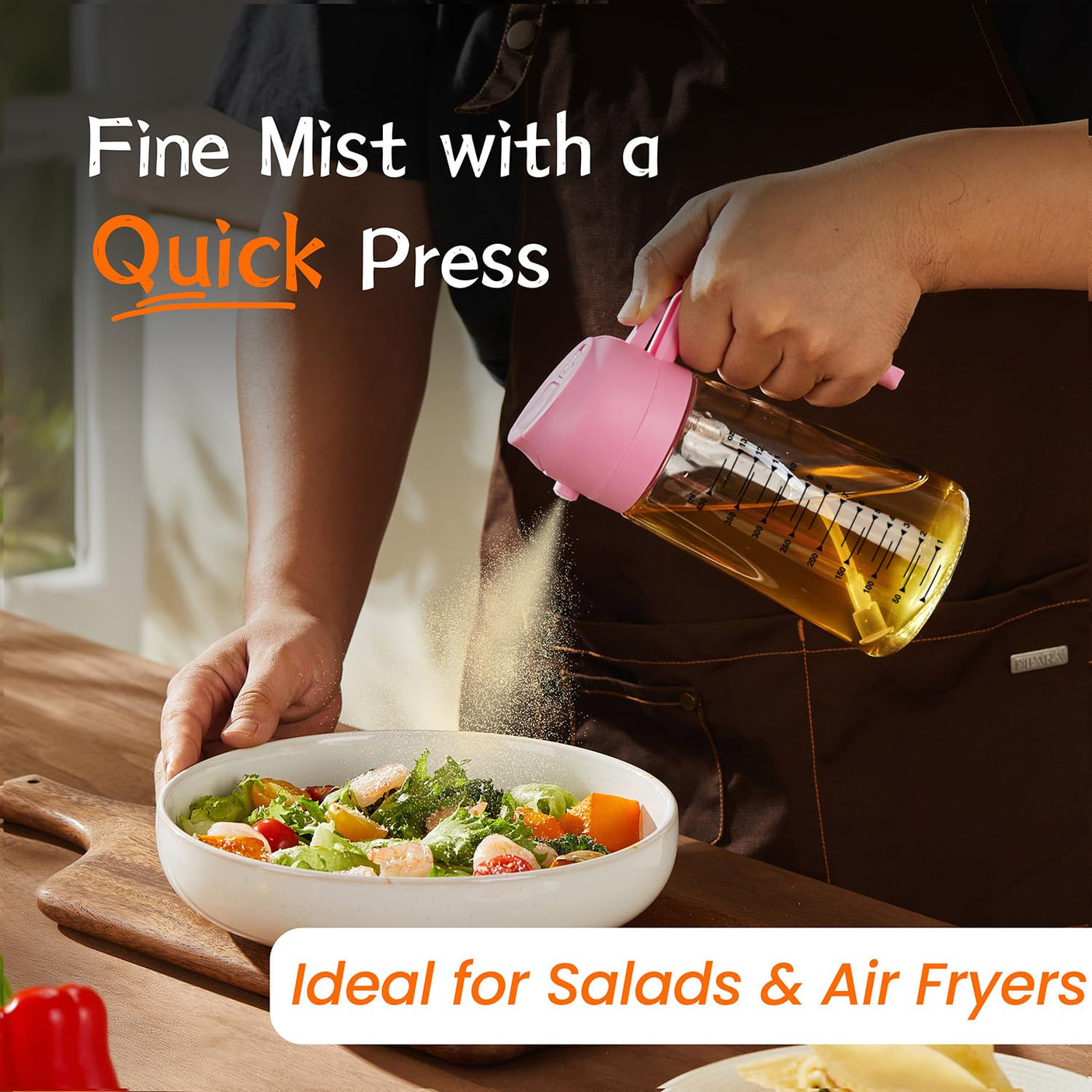 TrendPlain 16oz/470ml Glass Olive Oil Sprayer for Cooking - 2 in 1 Olive Oil Dispenser for Kitchen Gadgets, Air Fryer, Salad, and BBQ - Navy