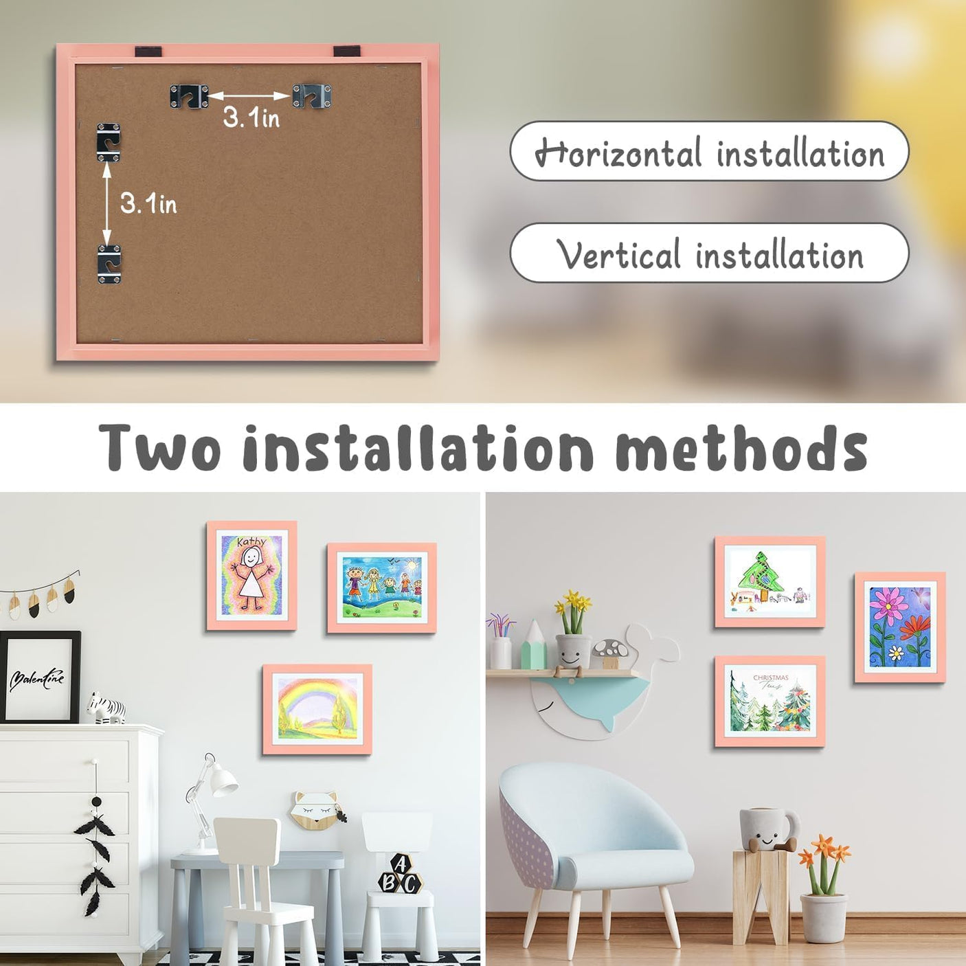 Golden State Art, 10x12.5 Kids Art Frames, Front-Opening Picture Frame Great for Kids Drawings, Artworks, Children Art Projects, Schoolwork, Home or Office (Walnut Set of 2)