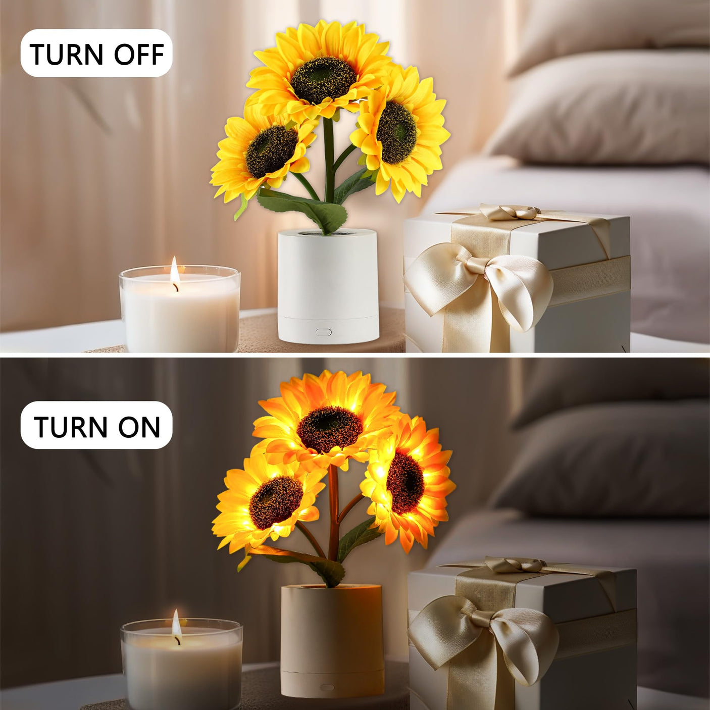 Sunflower LED Lamp for Women, Mother's Day Ideal for Bedroom Decor Sunflower Gifts for Mom Grandma Teacher Aunt Girlfriends Coworker Friend Wife Mothers Anniversary Birthday Christmas