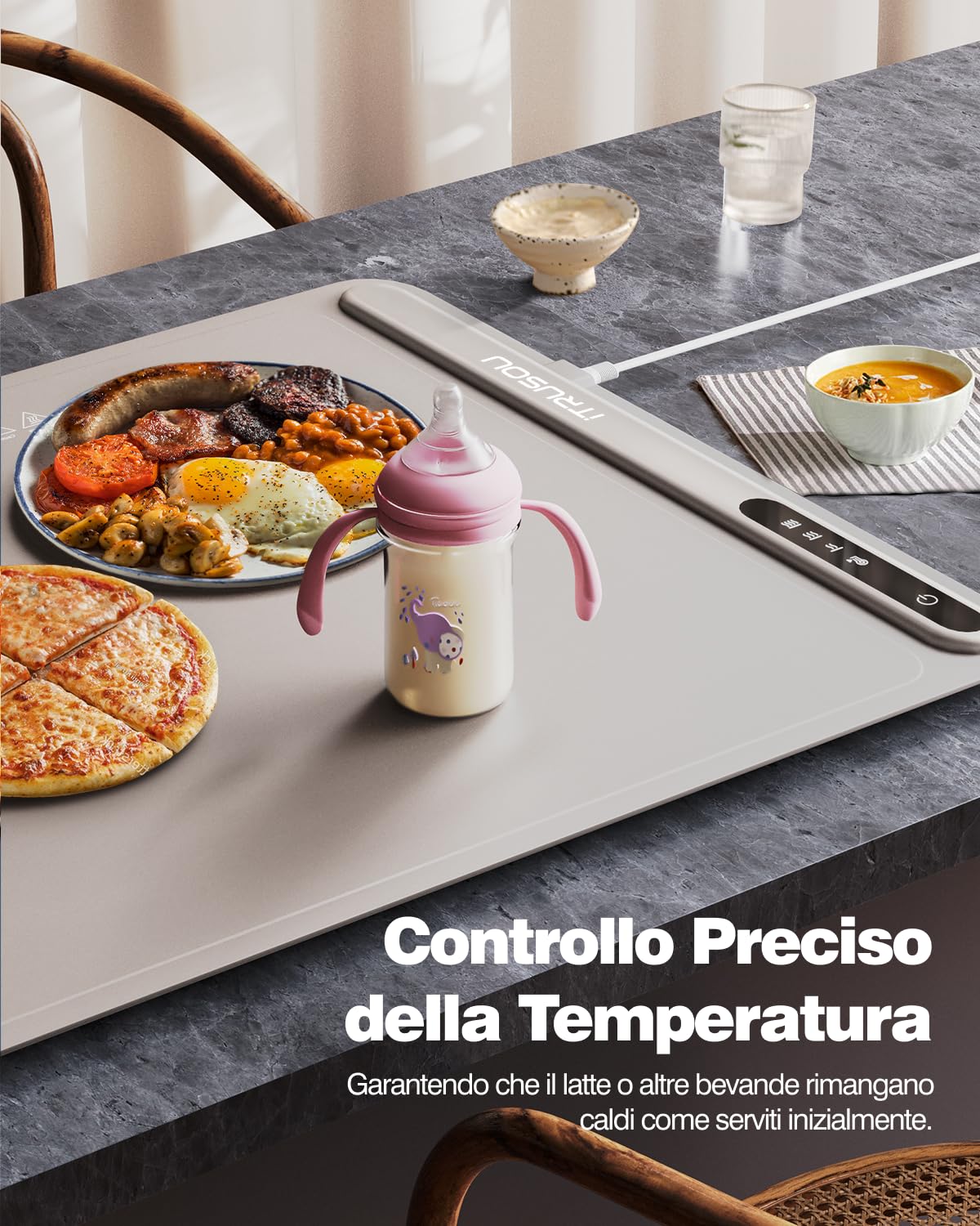 Electric Warming Tray - Full Surface Heating,Rollable & Portable,Premium Silicone Nano-Material,3 Temperature Settings,Auto Shut-Off -Versatile Food Warmer for Gatherings,Parties,Everyday Use