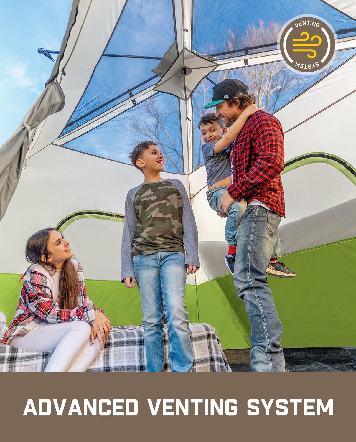 FanttikOutdoor Camping Tent 4/6/8/10 Person Instant Cabin Tent Setup in 60 Seconds with Rainfly & Windproof Portable with Carry Bag for Family Camping & Hiking