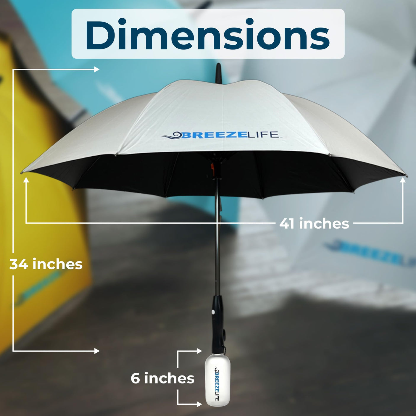 Original Mister Breeze, Sun Umbrella with Fan and Mister, Umbrella Mister with Built-in Fan for Festivals, Beach and More, Blocks Harmful Sun Rays, Mist bottle included, Silver